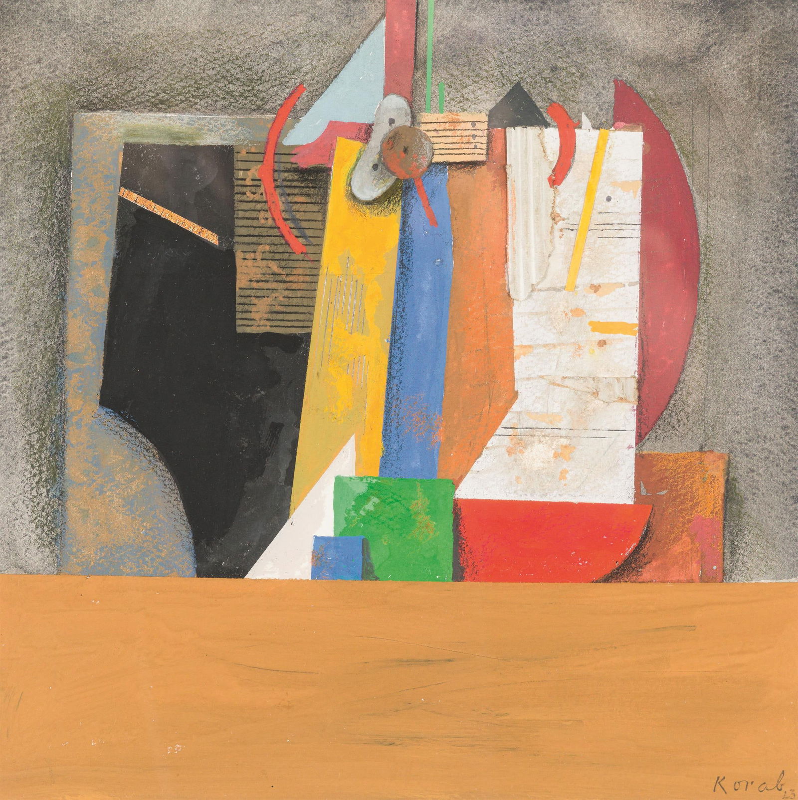 Karl Korab: o. T.: Karl Korab o. T. 2023 Mischtechnik, Collage auf Papier; gerahmt 23,5 x 23,5 cm (Passep.-Auschn.) Signiert und datiert rechts unten: Korab, 23 österreichischer Privatbesitz Karl Korab Untitled