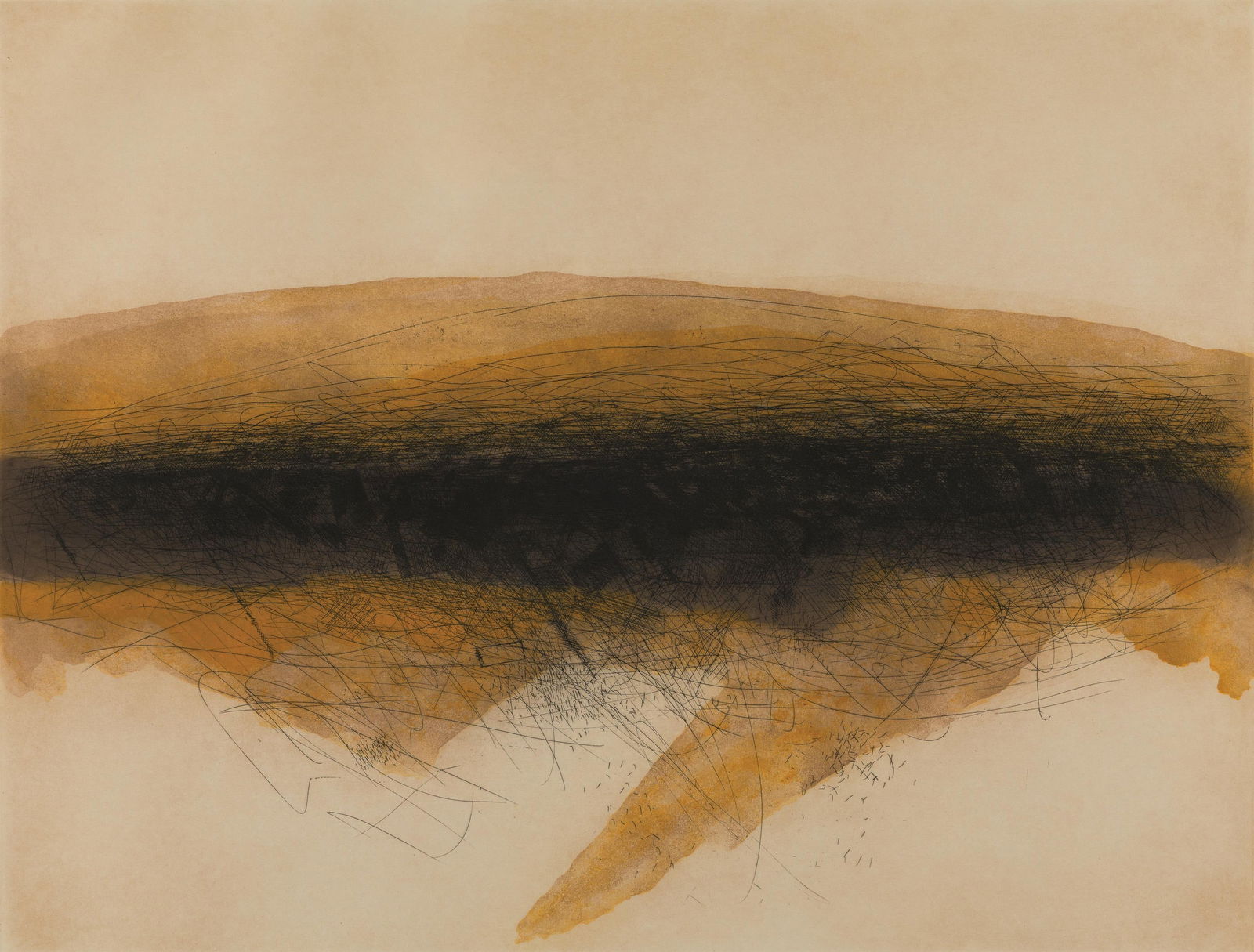 Karl Korab: o.T.: Karl Korab o.T. 1990 Lithografie; gerahmt 63,5 x 72,5 cm (Passep.-Ausschn.) Handschriftlich nummeriert links unten: 22/90 Handschriftlich signiert und datiert rechts unten: Korab, 90 österreichis