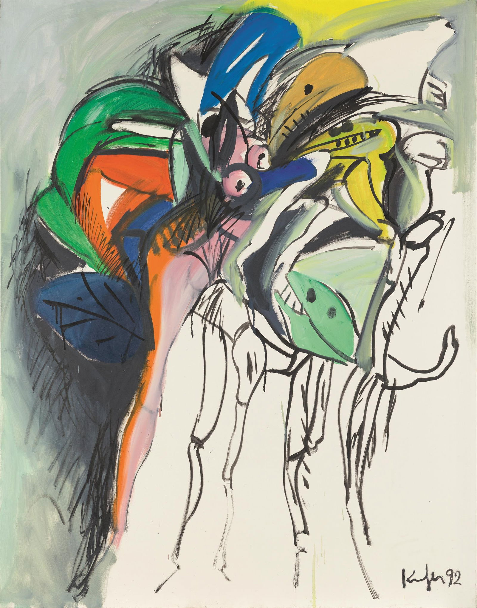Alfred Kornberger: Insekt auf Leinengrund: Alfred Kornberger Insekt auf Leinengrund 1992 Öl auf Leinwand; ungerahmt 115 x 90 cm Signiert und datiert rechts unten: Kornberger, 92 österreichischer Privatbesitz Franz Smola, Alfred Kornb