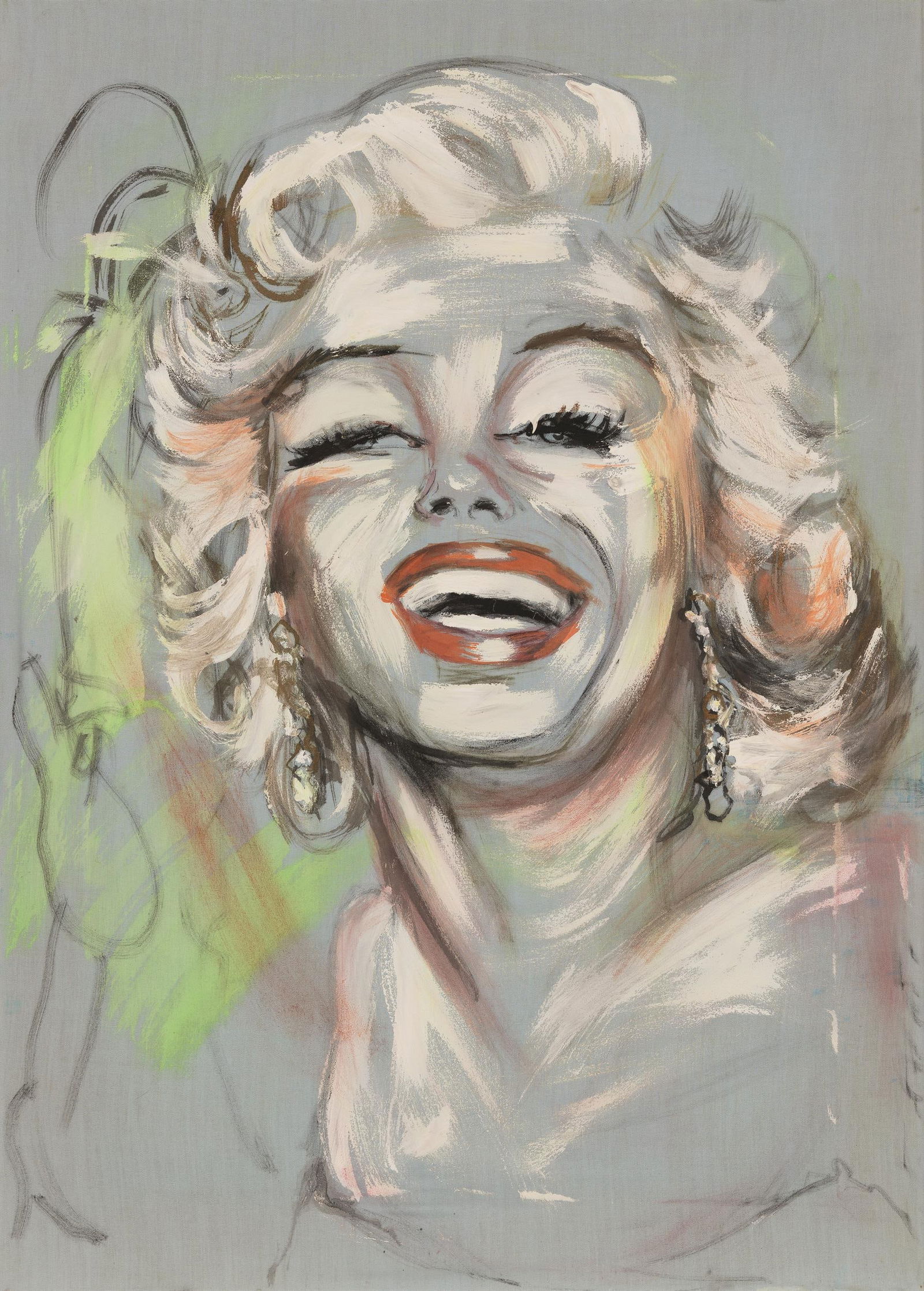 Elke Krystufek: o.T.: Elke Krystufek o.T. 1991 Acryl auf Stoff; ungerahmt 59,5 x 42,5 cm Rückseitig signiert und datiert: Elke Krystufek, 1991 Privatbesitz, Niederösterreich Elke Krystufek Untitled 1991 acrylic o