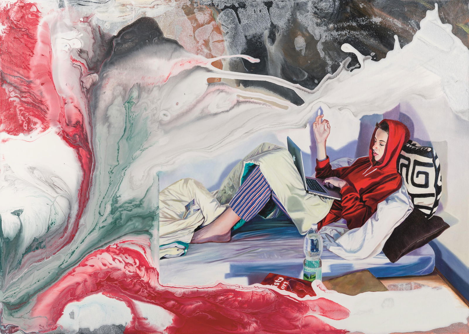 Franziska Maderthaner: Spitzweg 2.0: Franziska Maderthaner Spitzweg 2.0 2012 Öl auf Leinwand; ungerahmt 100 x 140 cm Rückseitig bezeichnet, datiert und signiert: Spitzweg 2.0, 2012, F. Maderthaner Privatbesitz, Wien 