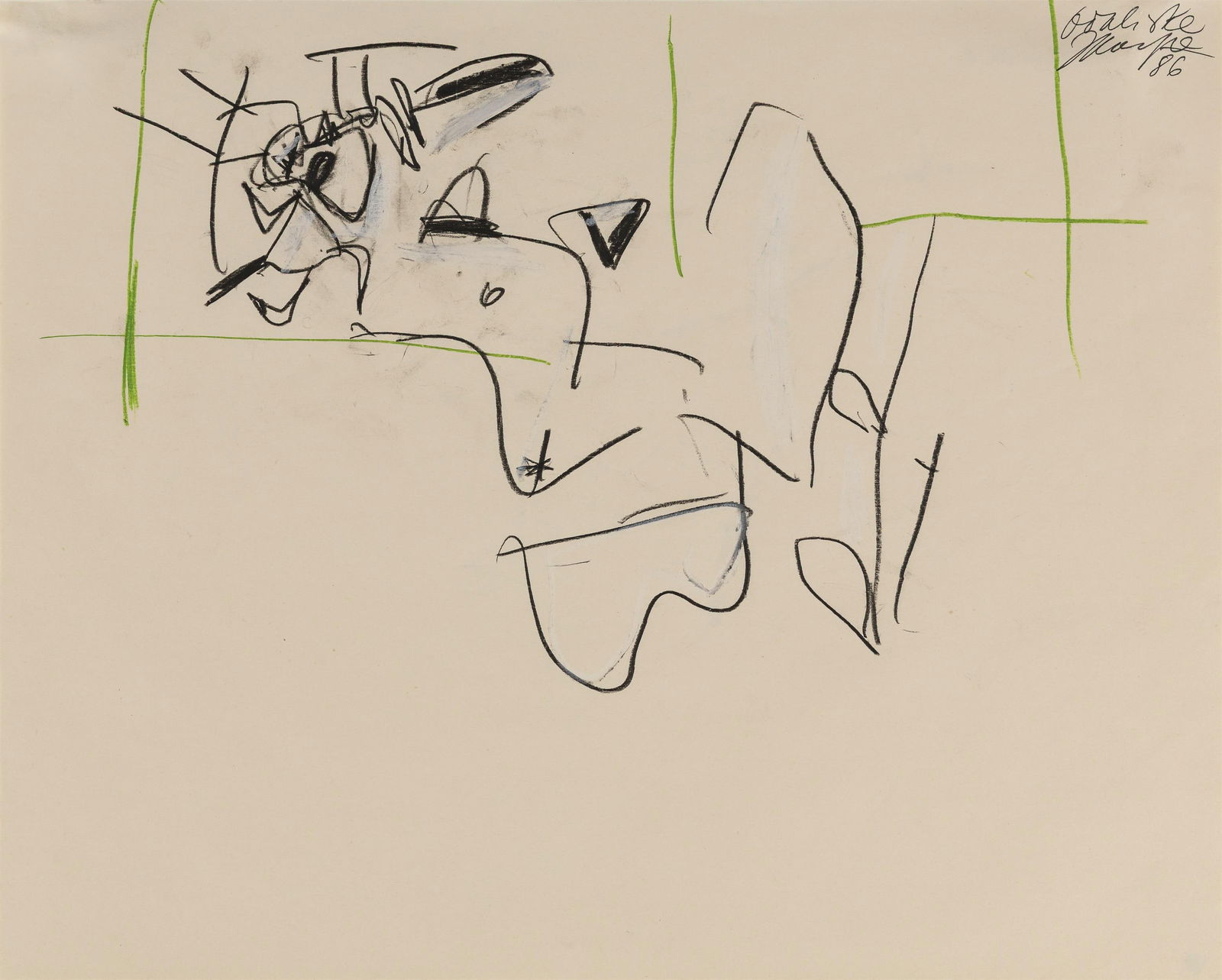 Jürgen Messensee: o.T.: Jürgen Messensee o.T. 1986 Ölkreide auf Papier; ungerahmt 35 x 43 cm Signiert und datiert rechts oben: Messensee, 86 österreichische Privatsammlung Jürgen Messensee Untitled 1986 o