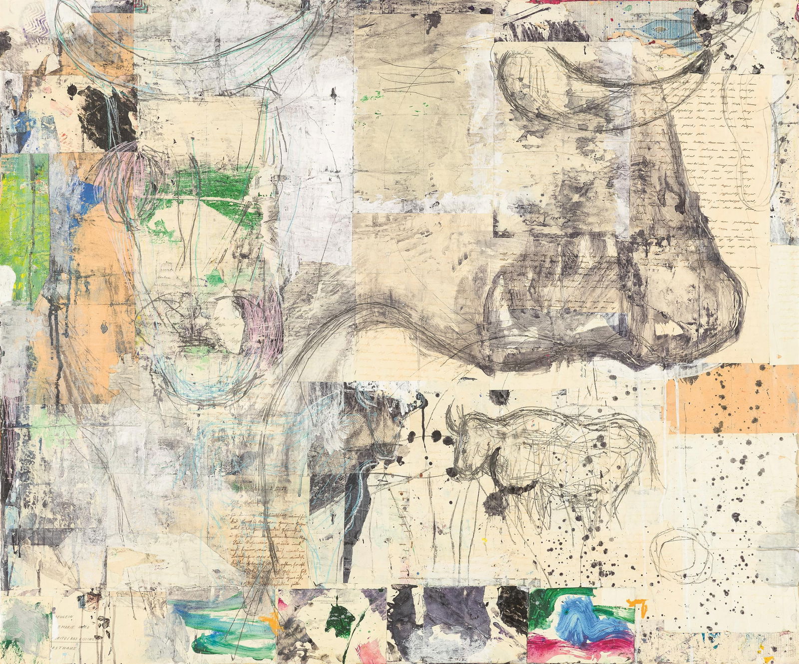 Nikolaus Moser: o.T.: Nikolaus Moser o.T. 1998 Mischtechnik, Collage auf Papier auf Karton auf Palette kaschiert; ungerahmt 100 x 119 x 14,5 cm Rückseitig signiert und datiert: Moser Nikolaus, 98 österreichische