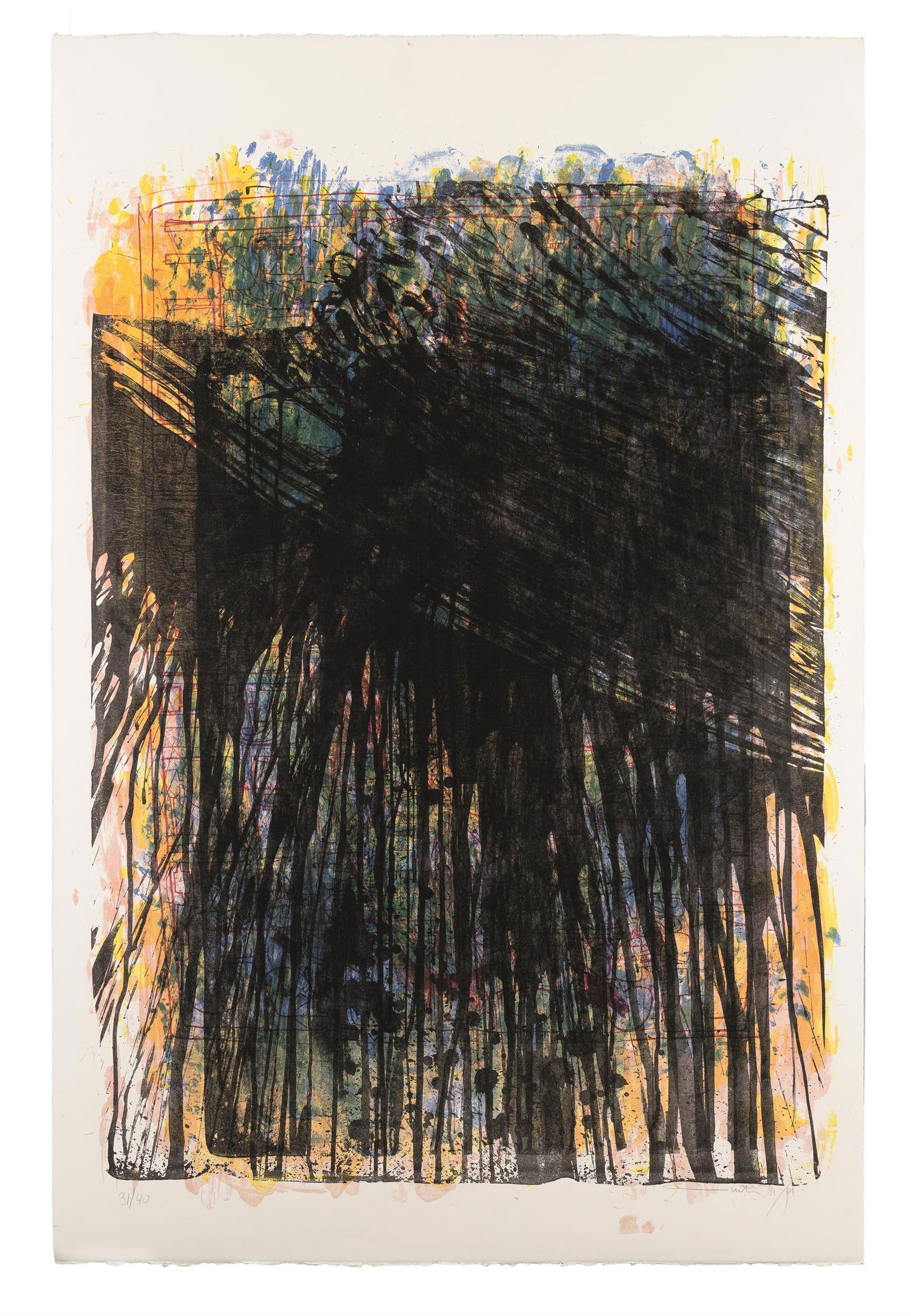 Hermann Nitsch: Architektur des Orgien Mysterien Theaters: Hermann Nitsch Architektur des Orgien Mysterien Theaters 1984/91 Lithografie auf Papier; ungerahmt 121 x 80,3 cm Handschriftlich signiert und datiert rechts unten: Hermann Nitsch, 84/91