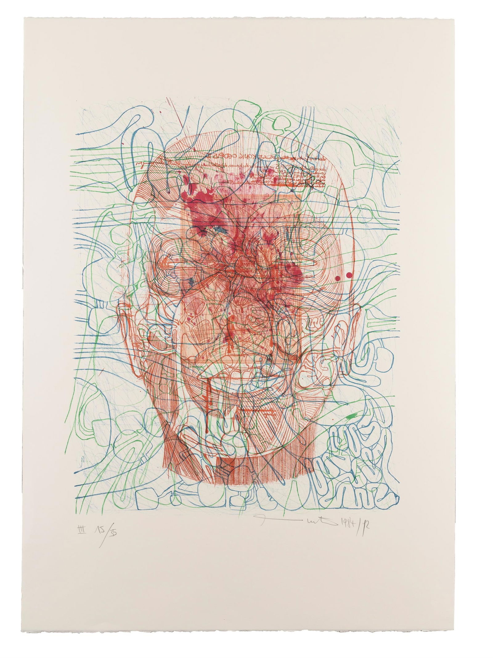 Hermann Nitsch: Architektur des Orgien Mysterien Theaters: Hermann Nitsch Architektur des Orgien Mysterien Theaters 1984/92 Lithografie auf Papier; ungerahmt 115 x 80,3 cm Handschriftlich nummeriert links unten: III 15/35 Handschriftlich signiert und datiert