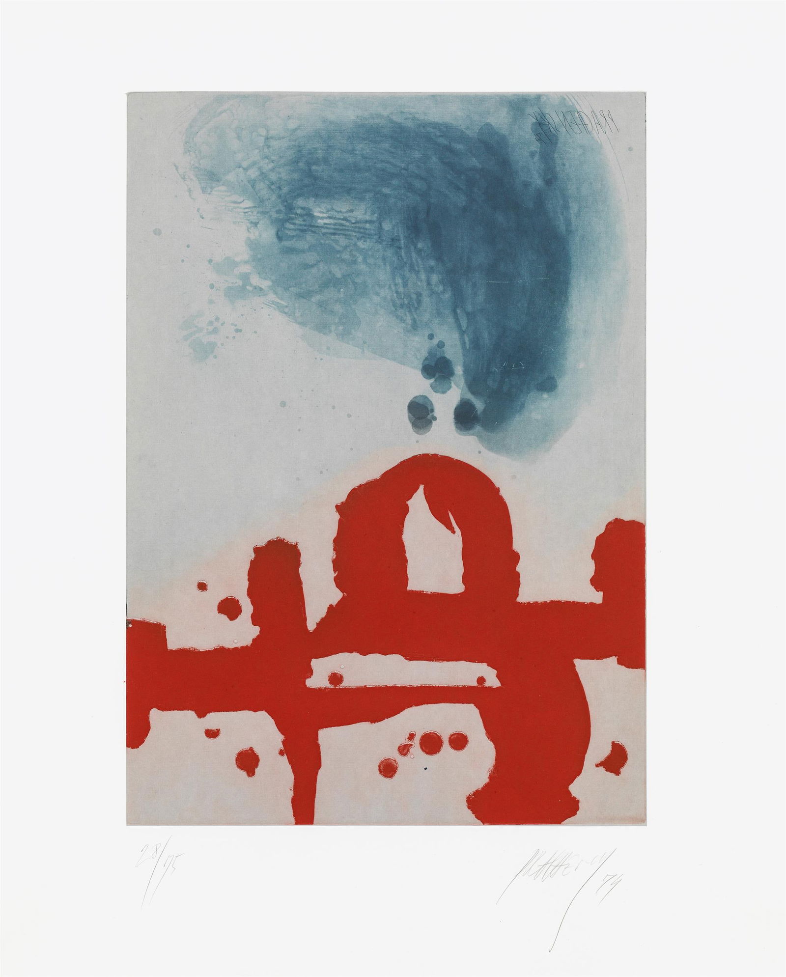 Markus Prachensky: o.T.: Markus Prachensky o.T. 1974 Farbradierung auf Papier; gerahmt 55,4 x 39 cm (Platte) Handschriftlich nummeriert links unten: 28/75 Handschriftlich signiert und datiert rechts unten: Prachensky, 74