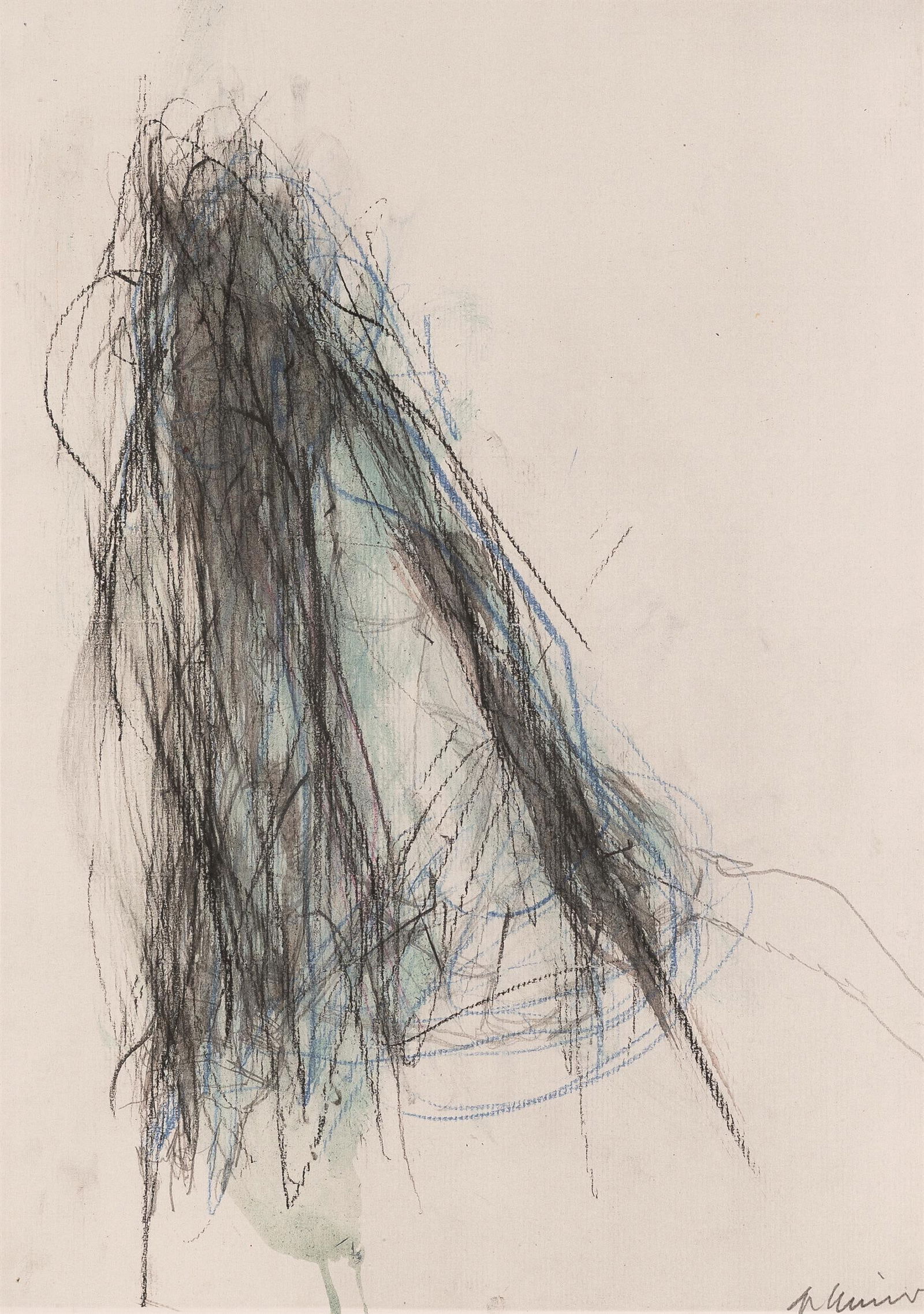 Arnulf Rainer: o.T.: Arnulf Rainer o.T. Übermalte Lithografie; gerahmt 41,5 x 29 cm Handschriftlich signiert rechts unten: A Rainer Galerie Jünger, Baden bei Wien; seither Privatbesitz, Niederösterreich 