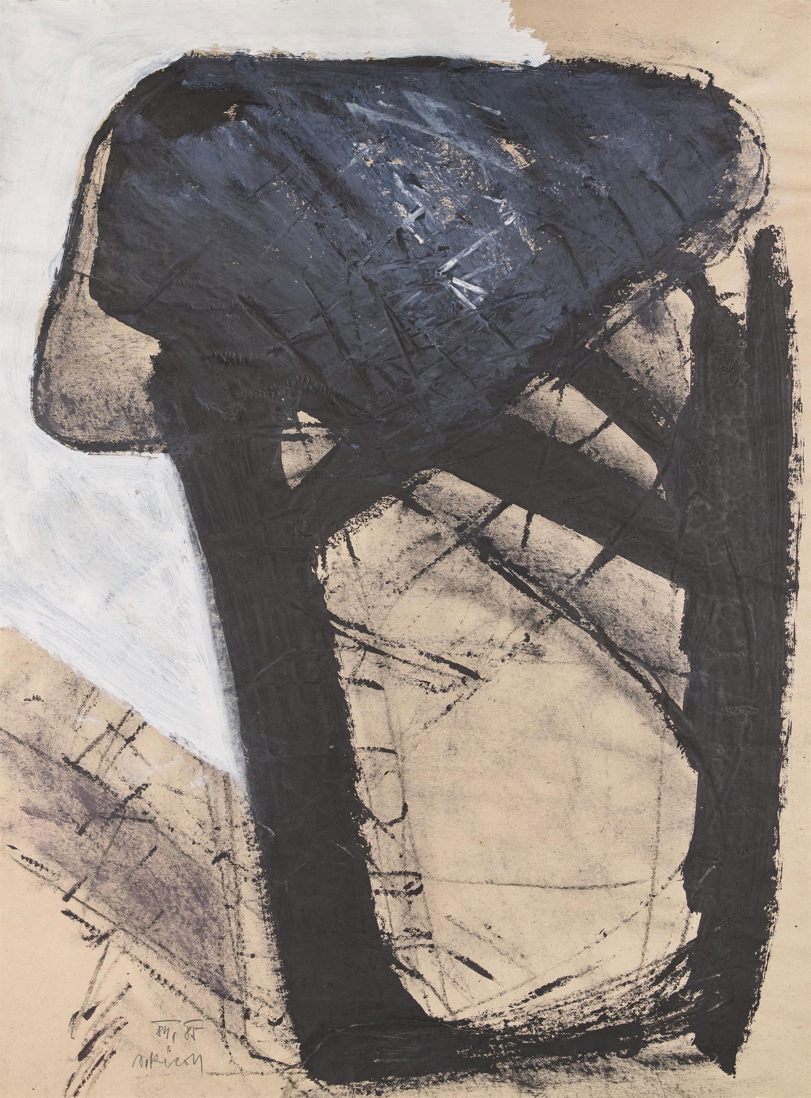 Alois Riedl: o.T.: Alois Riedl o.T. 1984/85 Mischtechnik auf Papier; ungerahmt 100,2 x 74 cm Datiert und signiert links unten: 84, 85, A. Riedl Privatsammlung, Wien Alois Riedl Untitled 1984/85 mixed media on paper; unf