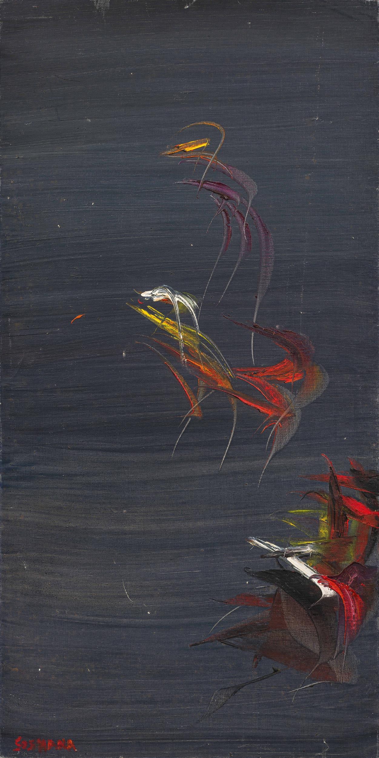 Soshana: o.T.: Soshana o.T. Öl auf Leinwand; ungerahmt 100 x 50 cm Signiert links unten: Soshana Privatbesitz, Wien Soshana Untitled oil on canvas; unframed 100 x 50 cm signed on the lower left: Soshana