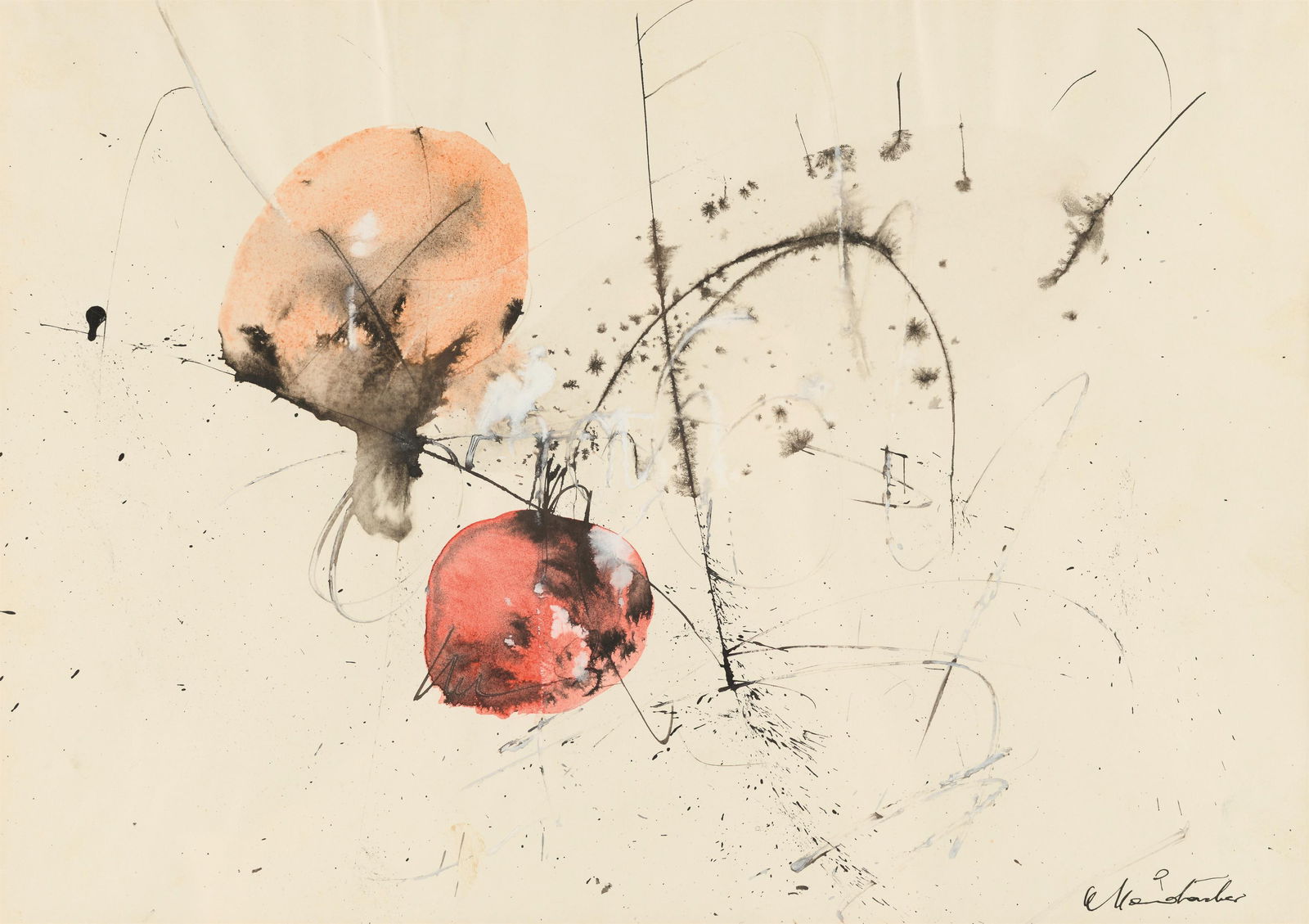 Hans Staudacher: o.T.: Hans Staudacher o.T. Mischtechnik auf Papier; gerahmt 27 x 37 cm (Passep.-Ausschn.) Signiert rechts unten: Hans Staudacher österreichische Privatsammlung Hans Staudacher Untitled mixed media on p