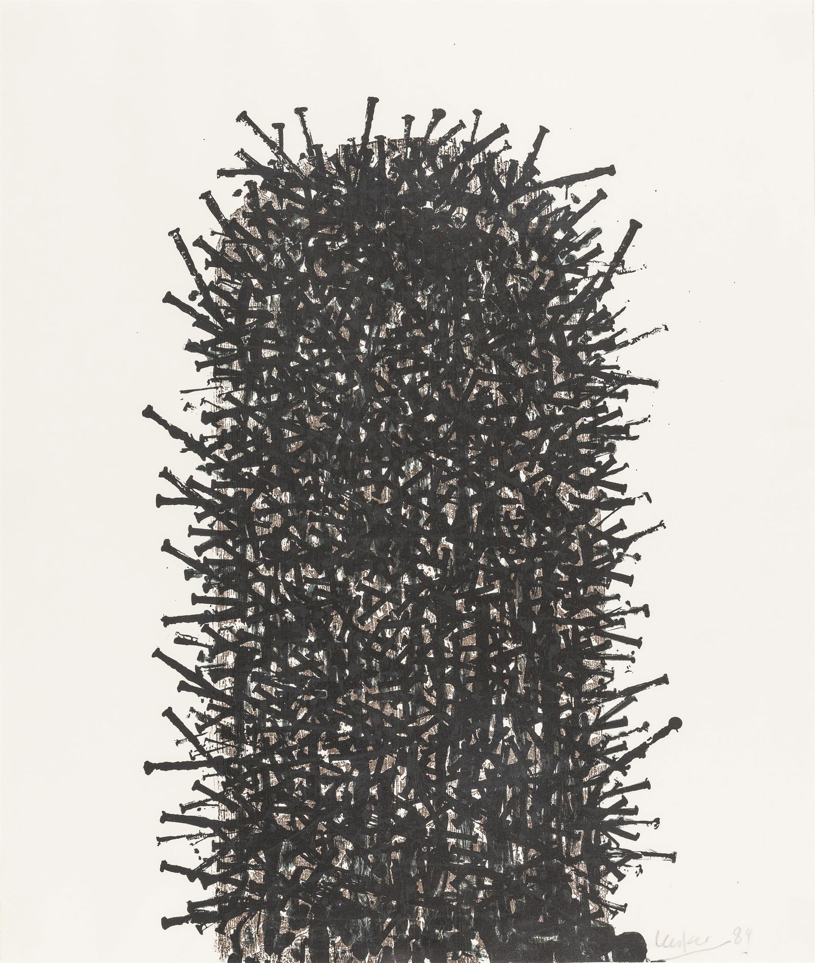 Günther Uecker: Kaktus: Günther Uecker Kaktus 1984 Druckgrafik auf Büttenpapier; gerahmt 85 x 71,5 cm Handschriftlich signiert und datiert rechts unten: Uecker, 84 österreichischer Privatbesitz 