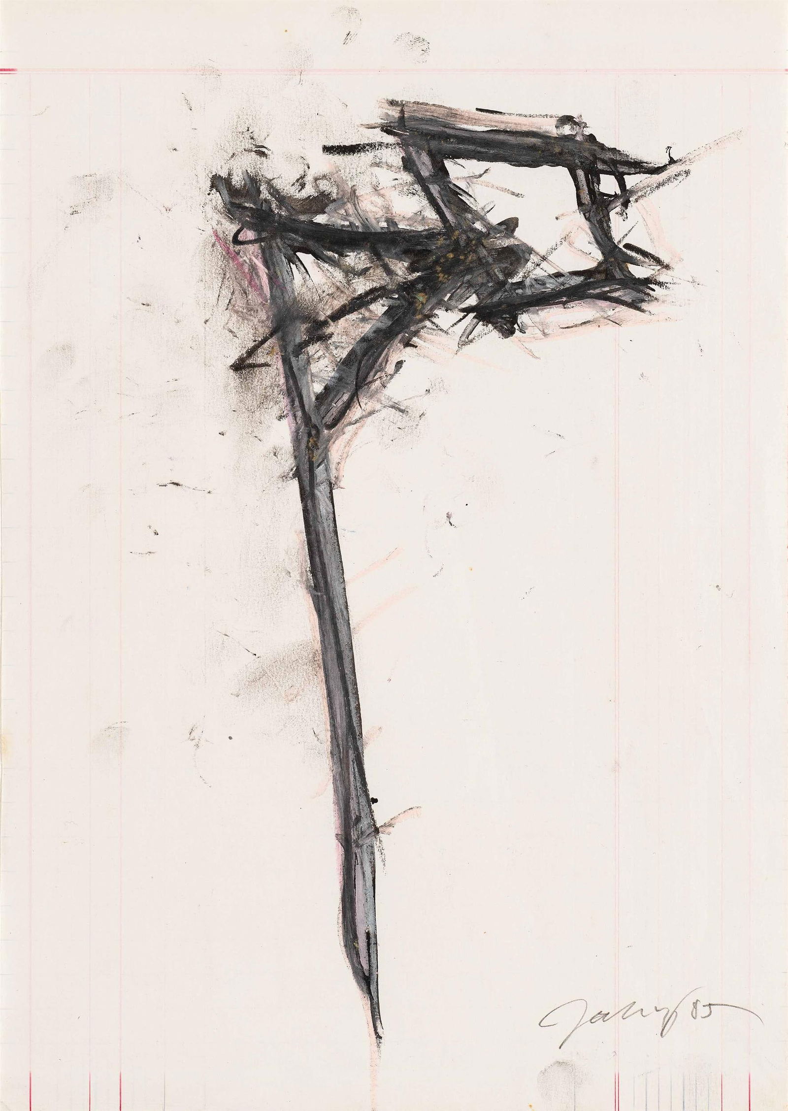 Othmar Zechyr: o.T.: Othmar Zechyr o.T. 1985 Mischtechnik auf Papier; ungerahmt 27 x 19,5 cm (Passep.-Ausschn.) Signiert und datiert rechts unten: Zechyr, 85 Privatbesitz, Wien Othmar Zechyr Untitled 1985 mixed media