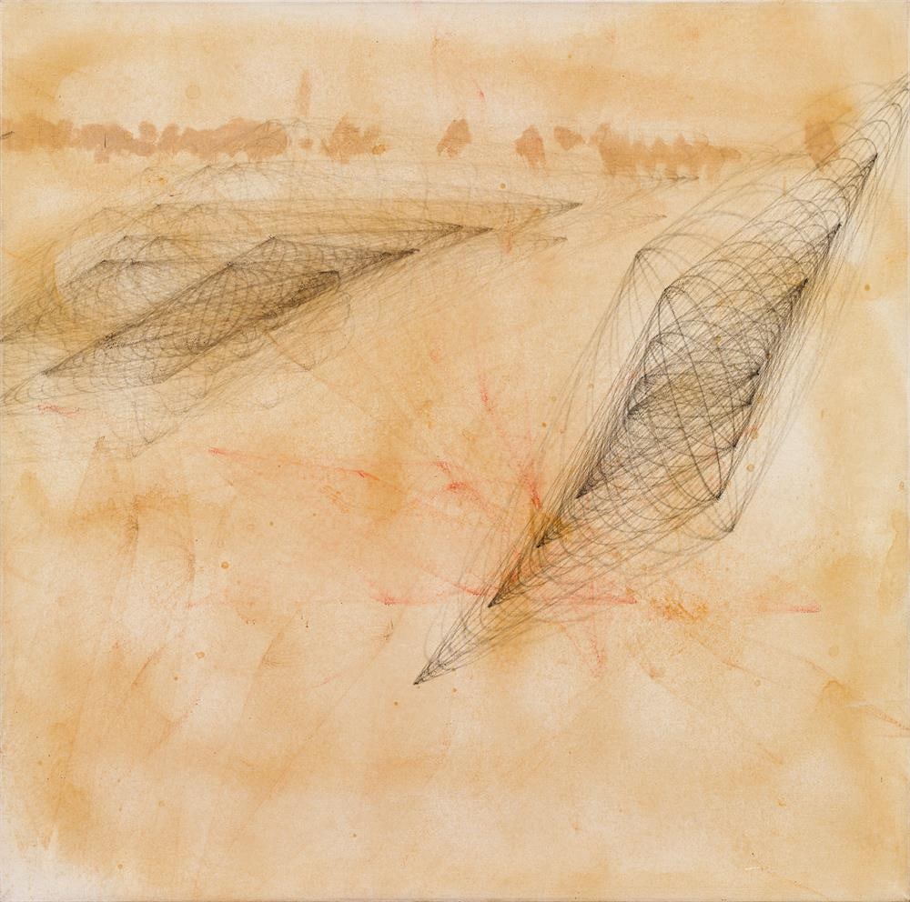 Marc Adrian: o.T.: Marc Adrian o.T. Mischtechnik auf Leinwand; gerahmt 72,5 x 72,5 cm Rückseitig signiert: Marc Adrian internationale Privatsammlung Marc Adrian Untitled mixed media on canvas; framed 72.5 x