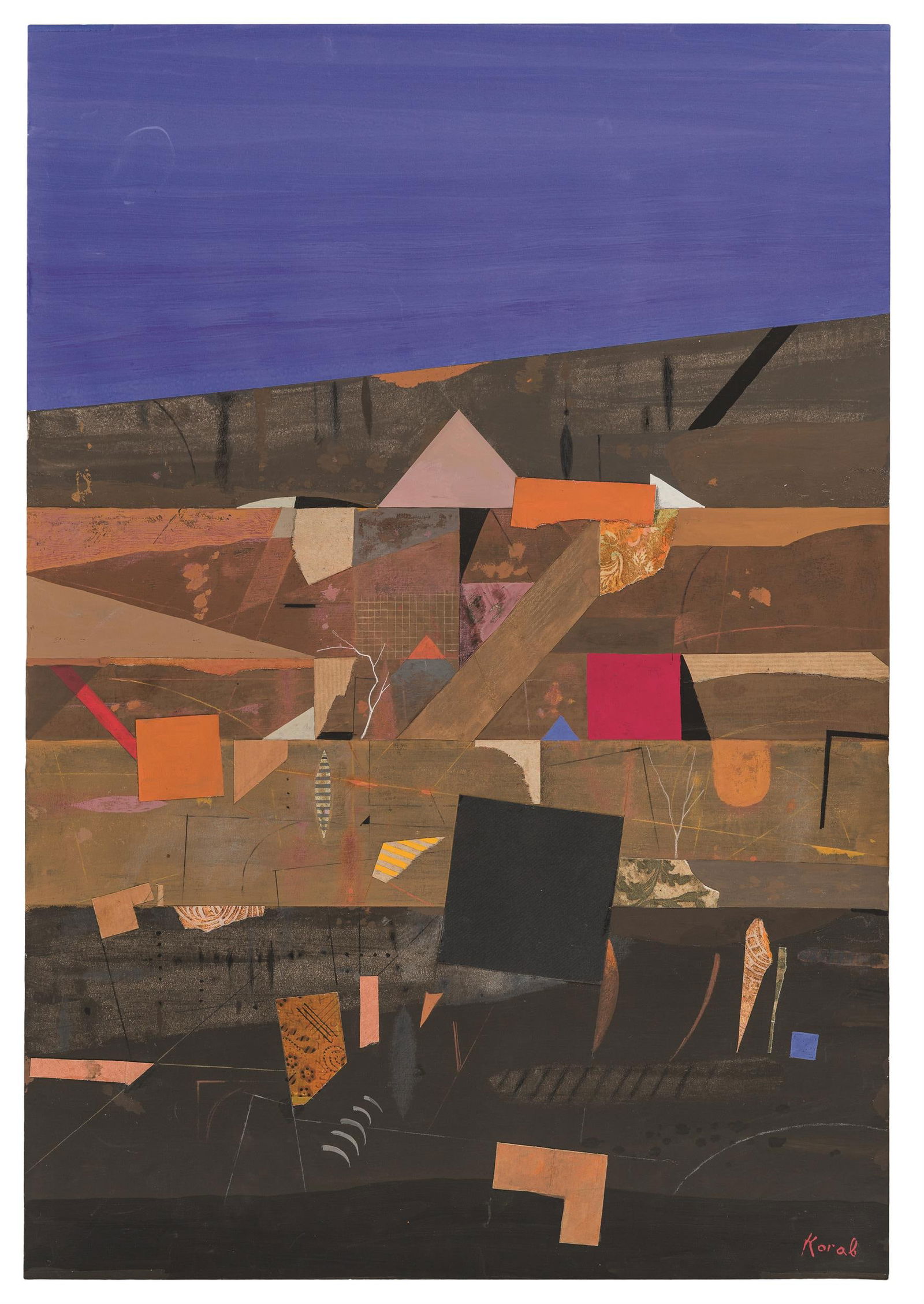 Karl Korab: o.T.: Karl Korab o.T. Mischtechnik, Collage auf Papier; ungerahmt 59,4 x 41 cm Signiert rechts unten: Korab österreichischer Privatbesitz Karl Korab Untitled mixed media, collage on paper; framed