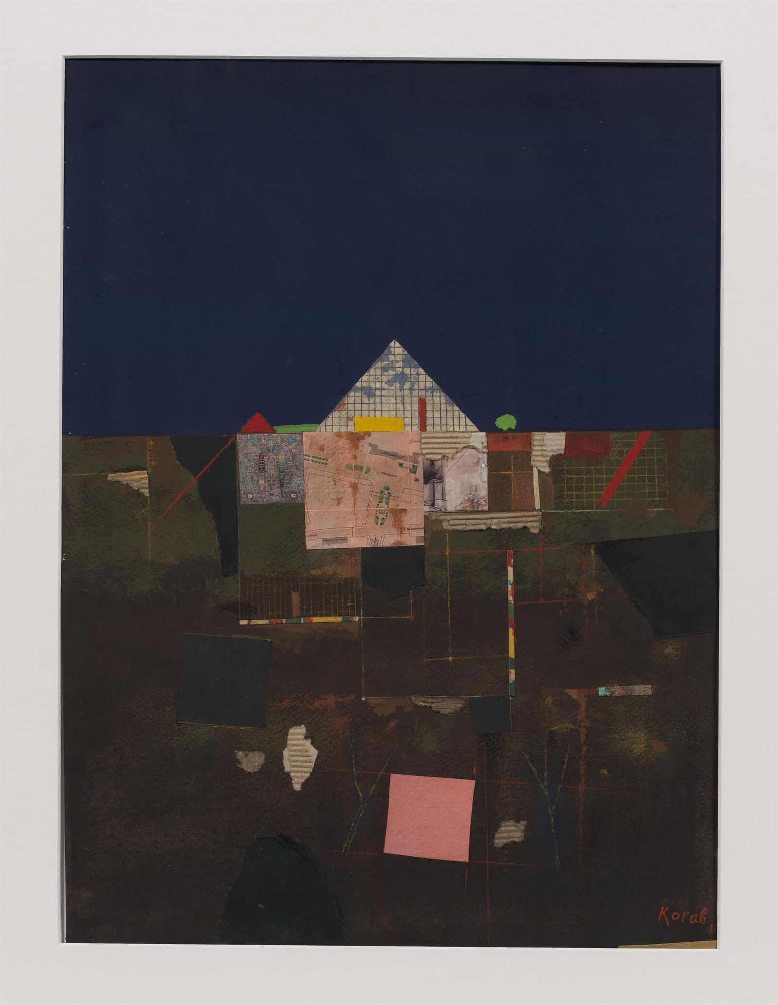 Karl Korab: o.T.: Karl Korab o.T. 2018 Mischtechnik, Collage auf Papier; gerahmt 40 x 29,5 cm (Passep.-Ausschn.) Signiert und datiert rechts unten: Korab, 18 österreichischer Privatbesitz Karl Korab Untitled