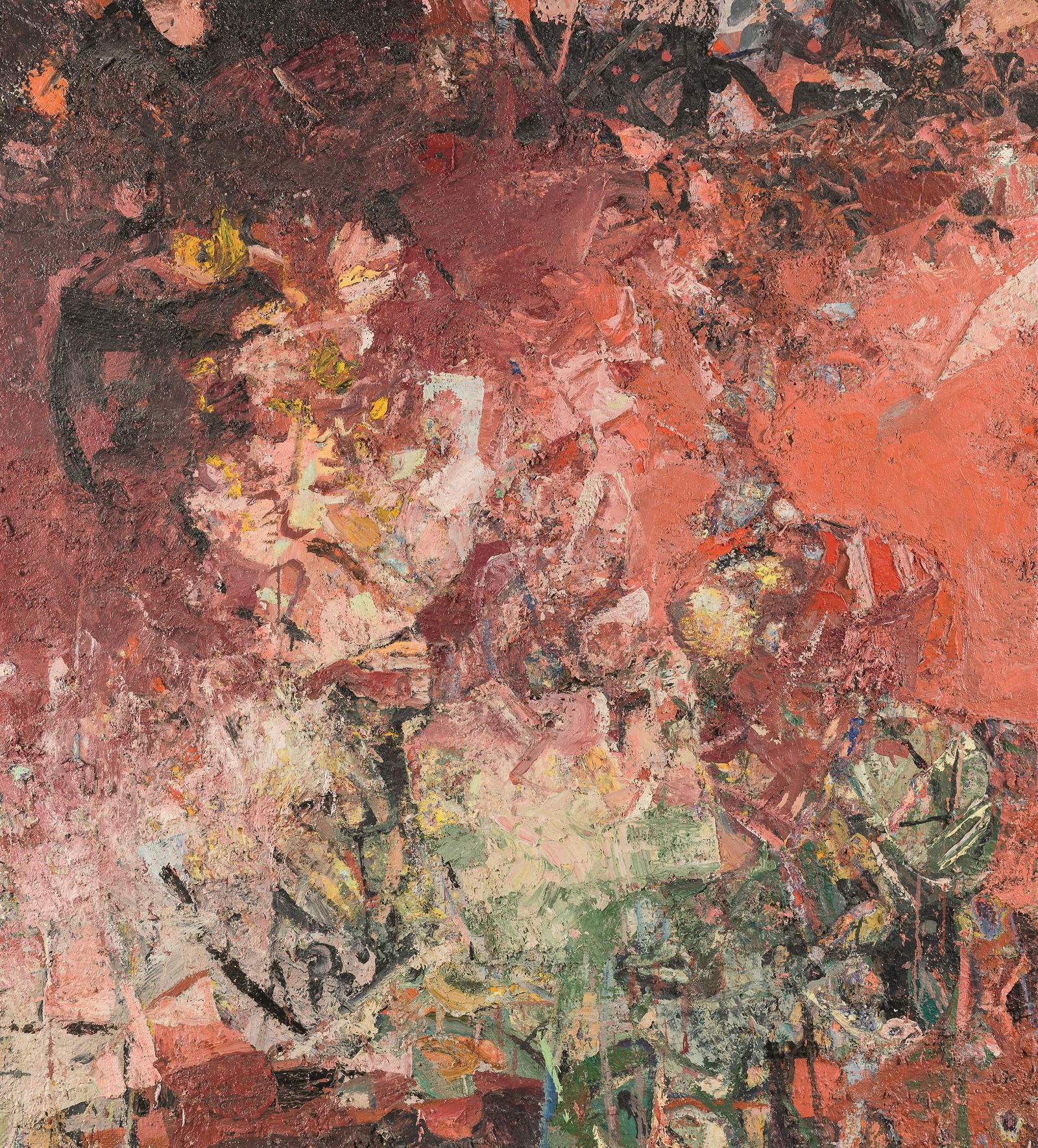 Traudel Pichler: o.T.: Traudel Pichler o.T. Öl auf Jute; gerahmt 110 x 100 cm Rückseitig signiert: T. Pichler Privatbesitz, Schweiz Traudel Pichler Untitled oil on jute; framed 110 x 100 cm signed on the