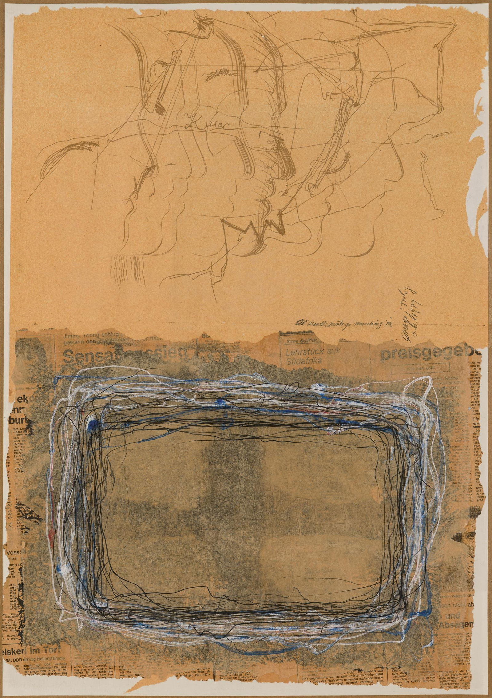 Drago J. Prelog: Oh when the saints go marching in: Drago J. Prelog Oh when the saints go marching in 1979/2007 Lithografie, Collage, Mischtechnik auf Papier, auf Karton; gerahmt 67 x 47,5 cm Handschriftlich bezeichnet, datiert und signiert mittig