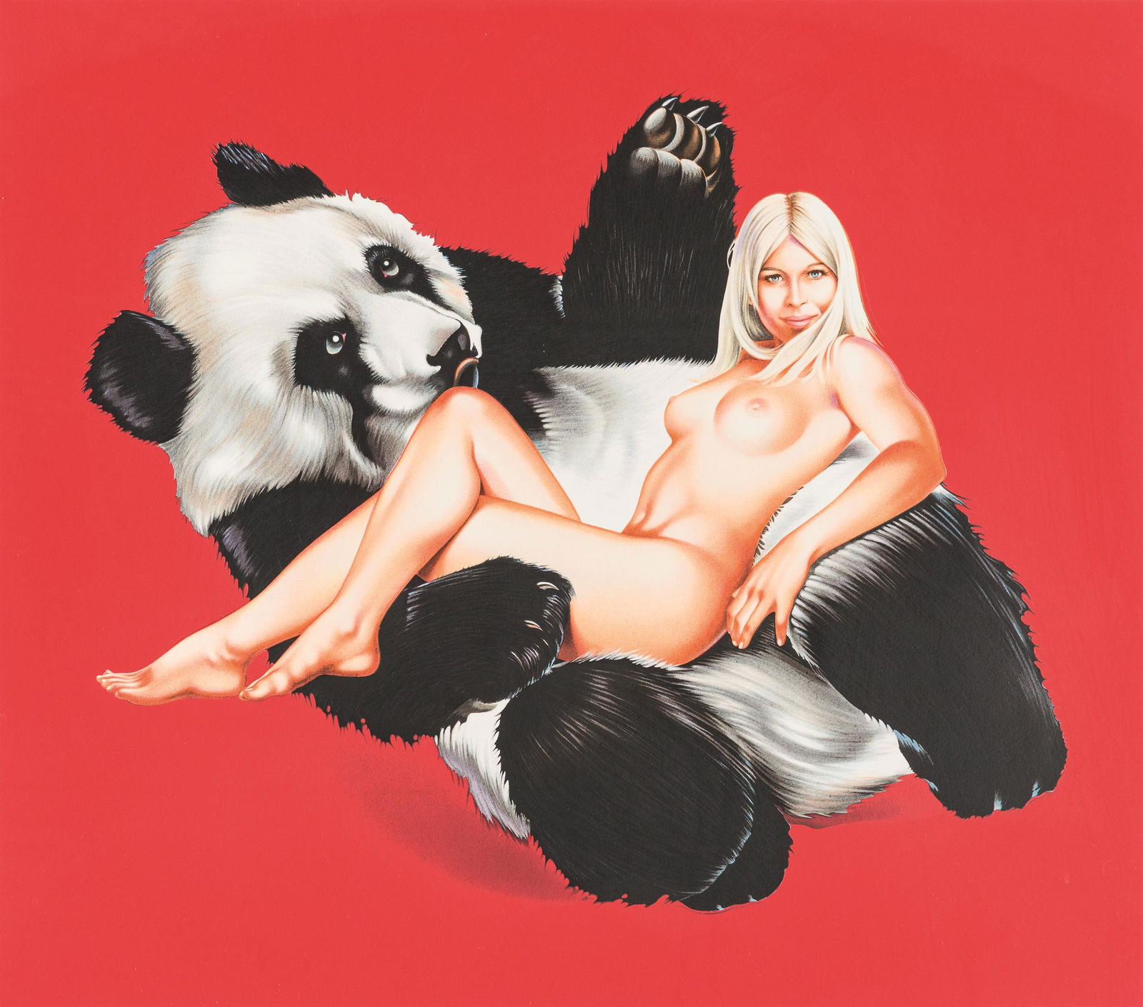 Mel Ramos: Giant Panda: Mel Ramos Giant Panda 2012 Farblithographie; gerahmt 87 x 98,5 (Rahmen-Ausschn.) 65 x 73,5 cm (Platte) Handschriftlich nummeriert links unten: TP Handschriftlich signiert rechts unten: Mel Ramos