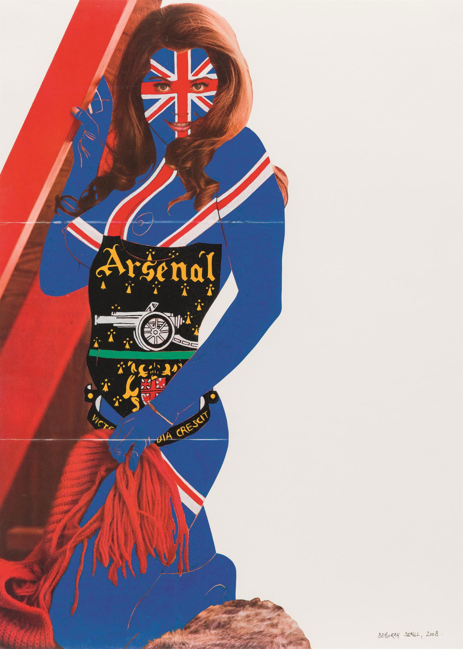 Deborah Sengl: o.T.: Deborah Sengl o.T. 2008 Mischtechnik auf Papier; gerahmt 59 x 41 cm Signiert und datiert rechts unten: Deborah Sengl, 2008 Privatsammlung, Wien Deborah Sengl Untitled 2008 mixed media on paper; framed