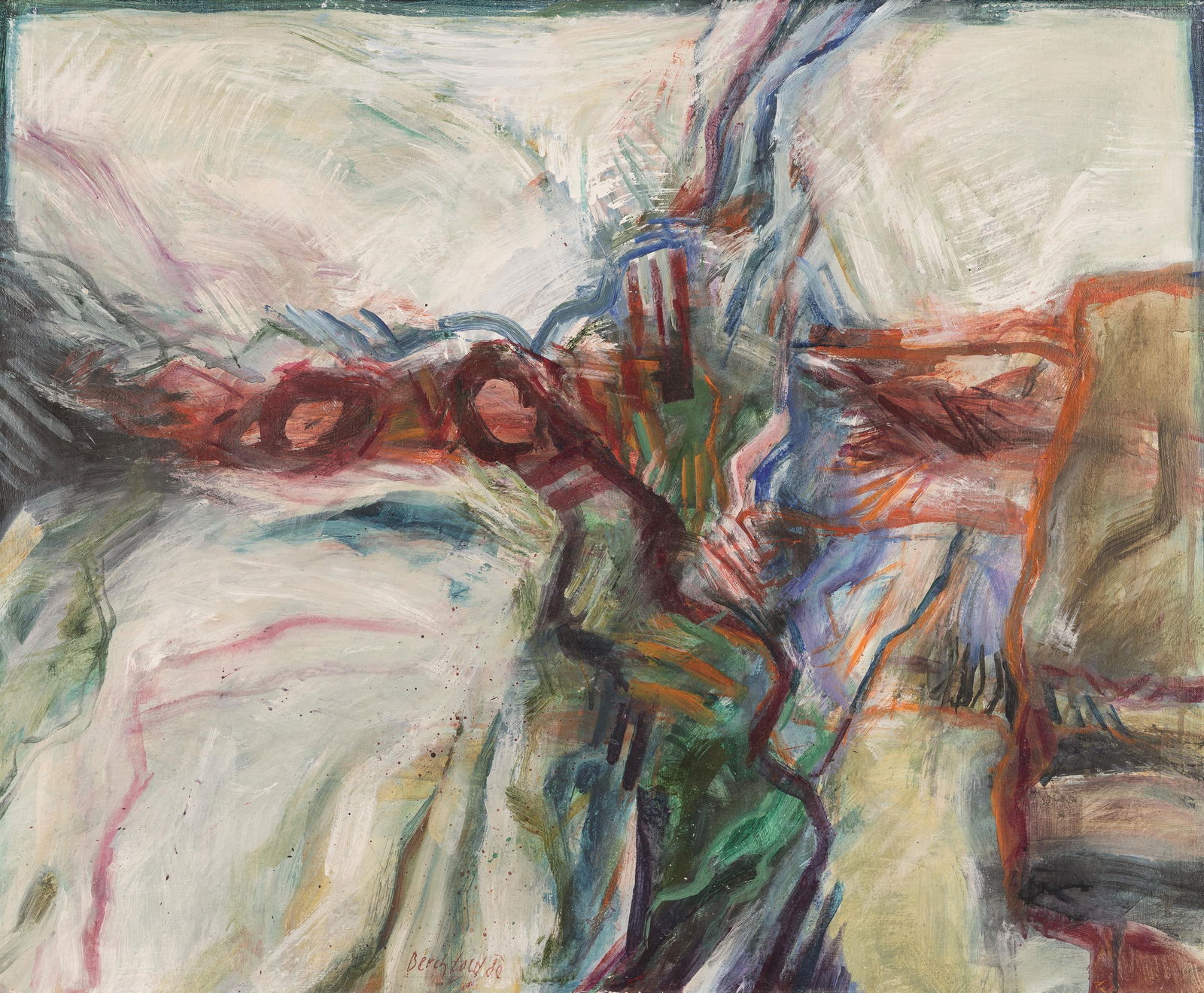 Hubert Berchtold: Spanische Landschaft: Hubert Berchtold Spanische Landschaft 1980 Öl auf Leinwand; gerahmt 70 x 85 cm Signiert und datiert mittig unten: Berchtold, 80 Erika Berchtold, Bregenz; seither Privatbesitz, Niederlande Hubert