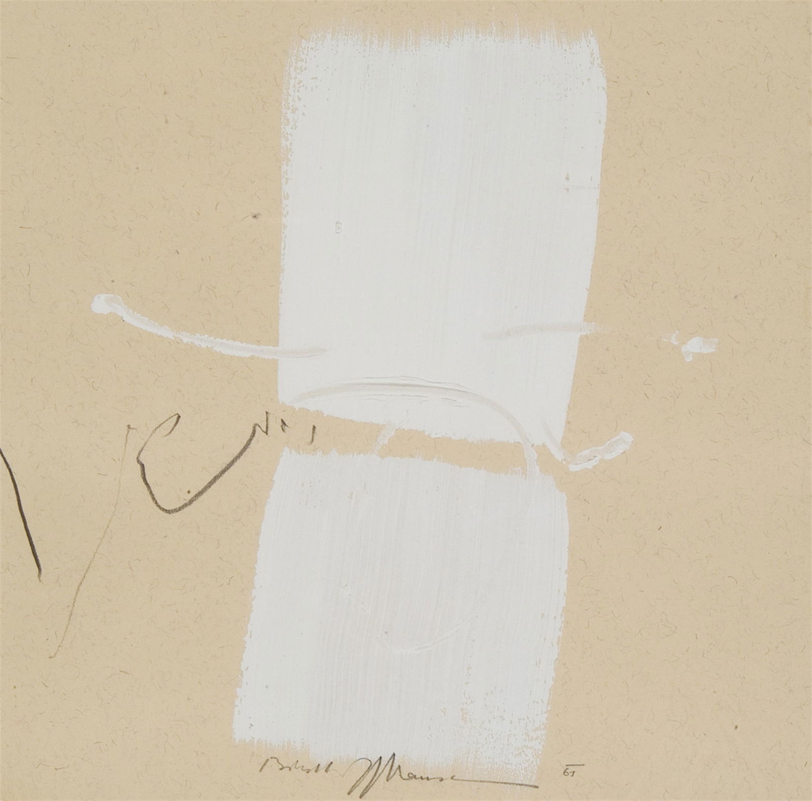 Hans Bischoffshausen: o.T.: Hans Bischoffshausen o.T. 1961 Dispersion, Bleistift auf Papier; gerahmt 23 x 23 cm Signiert und datiert unten: Bischoffshausen, 61 österreichische Privatsammlung Hans Bischoffshausen Untitled 19