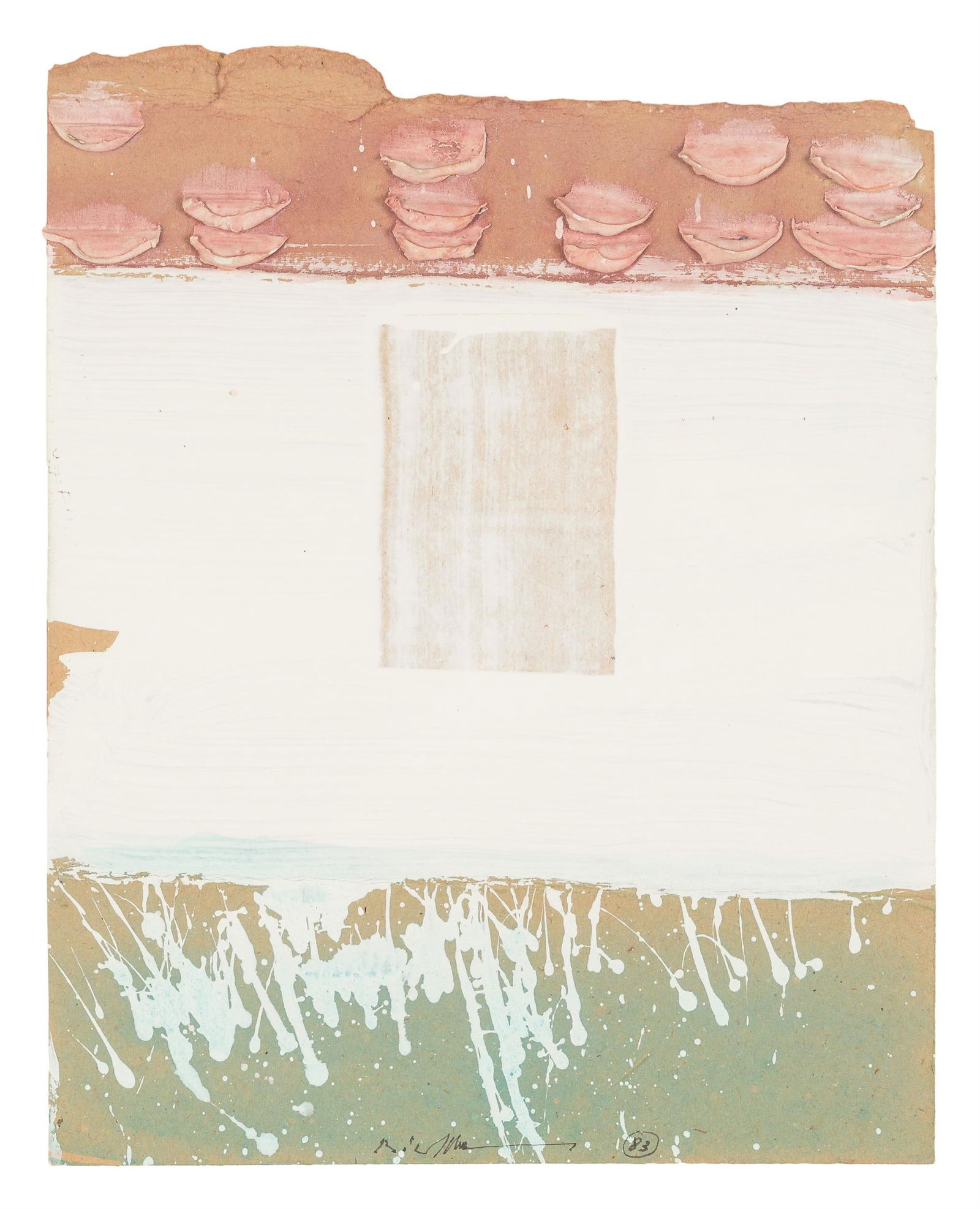 Hans Bischoffshausen: o.T.: Hans Bischoffshausen o.T. 1983 Mischtechnik auf Karton; gerahmt ca. 35,2 x 28 cm Signiert und datiert mittig unten: Bischoffshausen, 83 Privatsammlung, Wien Hans Bischoffshausen Untitled 1983