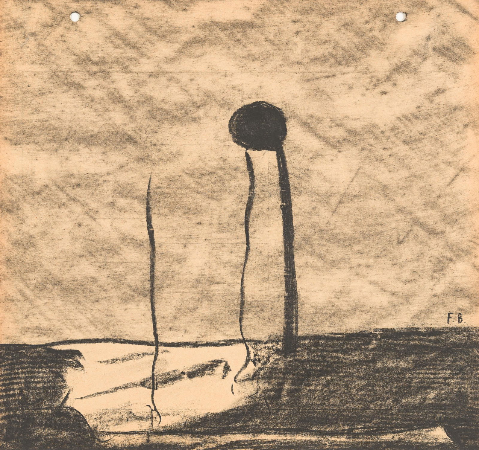 Franz Blaas: o.T.: Franz Blaas o.T. 1989 Mischtechnik auf Papier; ungerahmt 27,5 x 29 cm Monogrammiert rechts unten: F.B. Rückseitig signiert und datiert: Franz Blaas, 89 Privatsammlung, Wien Franz Blaas Untitled 1