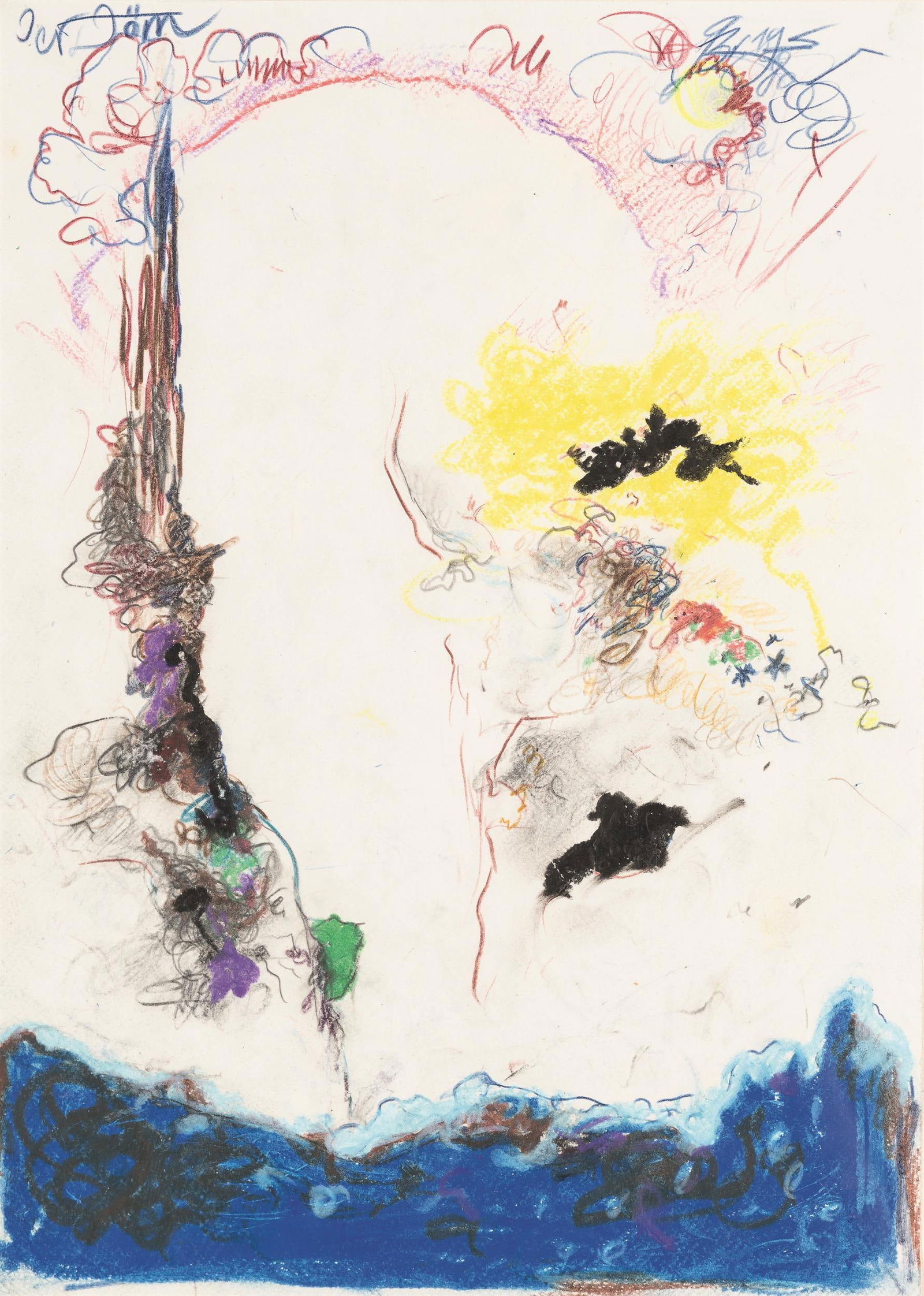 Günter Brus: Der Dörn: Günter Brus Der Dörn 1980 Ölkreide, Buntstift und Graphitstift auf Papier; gerahmt 41,6 x 29,8 cm Bezeichnet links oben: Der Dörn Signiert und datiert rechts oben: G Brus, 80
