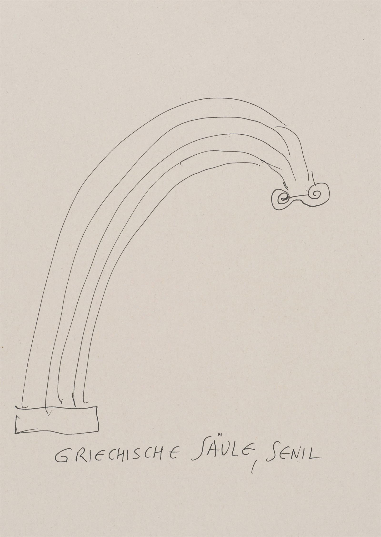 Günter Brus: Griechische Säule, senil: Günter Brus Griechische Säule, senil Tusche auf Papier; ungerahmt 29,7 x 21 cm Bezeichnet unten: Griechische Säule, senil Sammlung Just Die Zeichnung entstand im Zeitraum Ende 1999