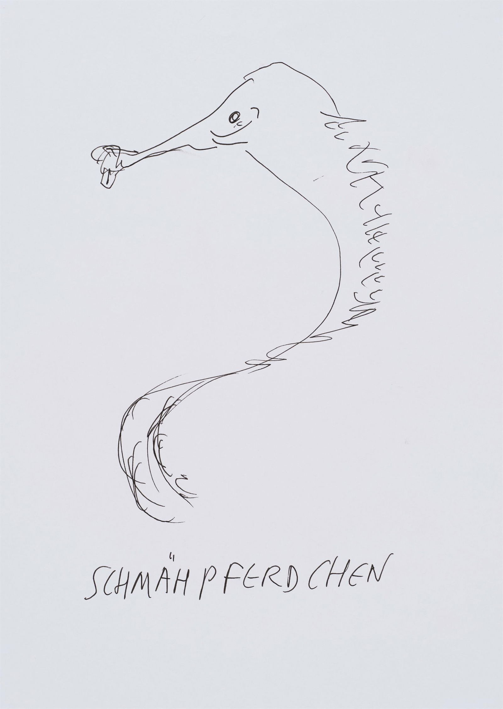Günter Brus: Schmähpferdchen: Günter Brus Schmähpferdchen Tusche auf Papier; ungerahmt 29,7 x 21 cm Bezeichnet unten: Schmähpferchen Sammlung Just Die Zeichnung entstand im Zeitraum Ende 1999 bis 2004. Eine