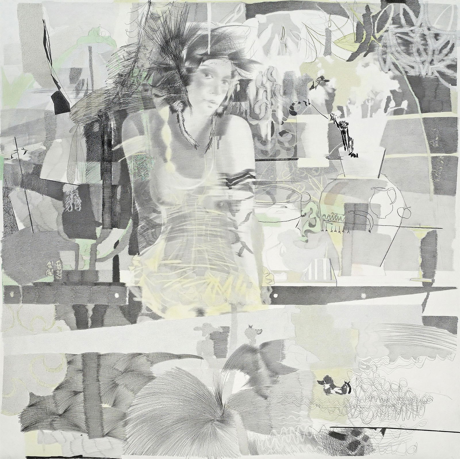 Sevda Chkoutova: Narzisse_01: Sevda Chkoutova Narzisse_01 2008 Graphitstift und Buntstift auf Papier; gerahmt 150 x 150 cm Signiert, datiert und bezeichnet auf der Rückseite: Sevda Chkoutova, 2008 Privatbesitz, Wien Sevda