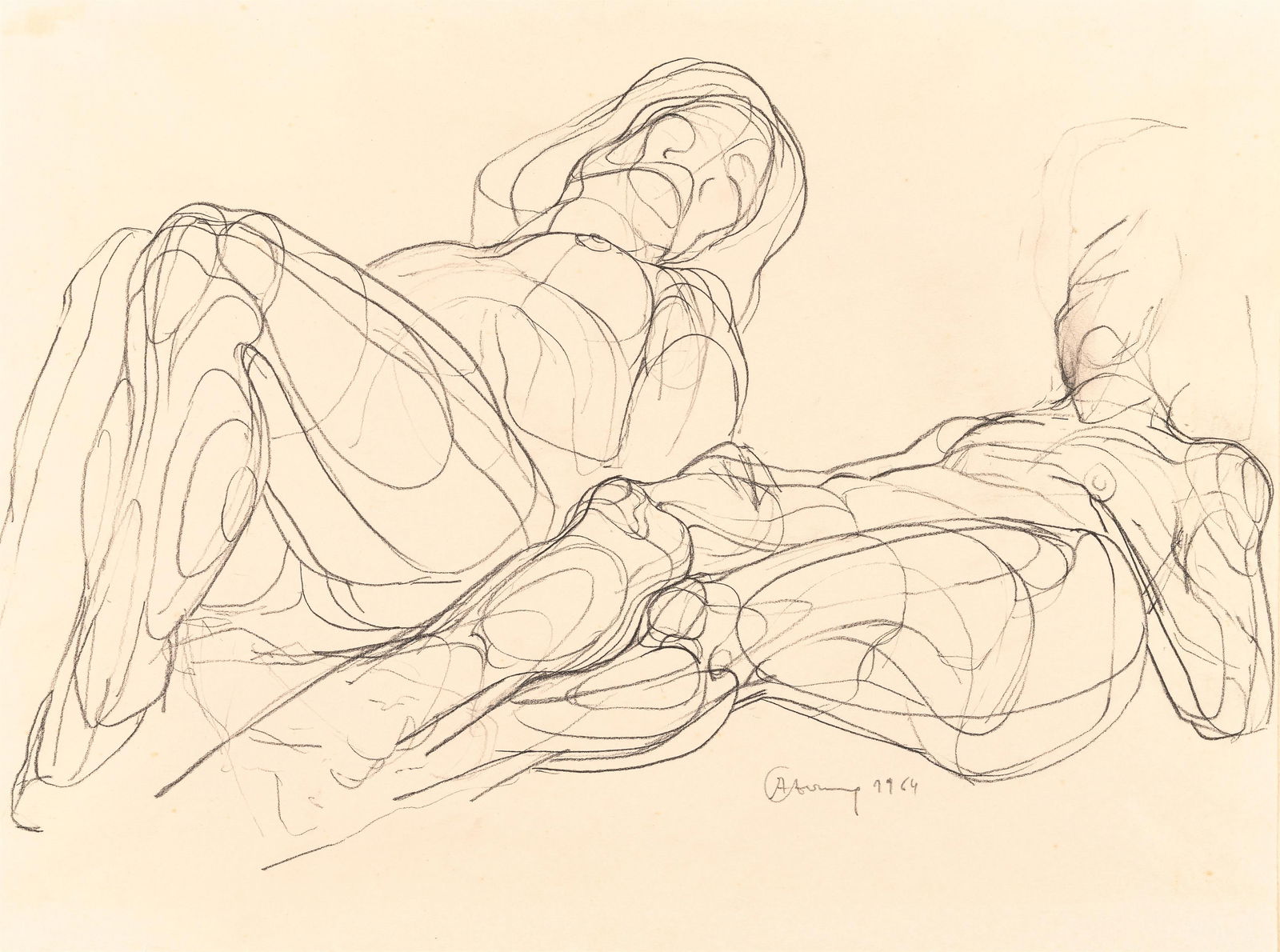 Alfred Czerny: o.T.: Alfred Czerny o.T. 1964 Kohlestift auf Papier; ungerahmt 30 x 40 cm Signiert und datiert rechts unten: A Cerny, 1964 österreichische Privatsammlung Alfred Czerny Untitled 1964 charcoal pencil on