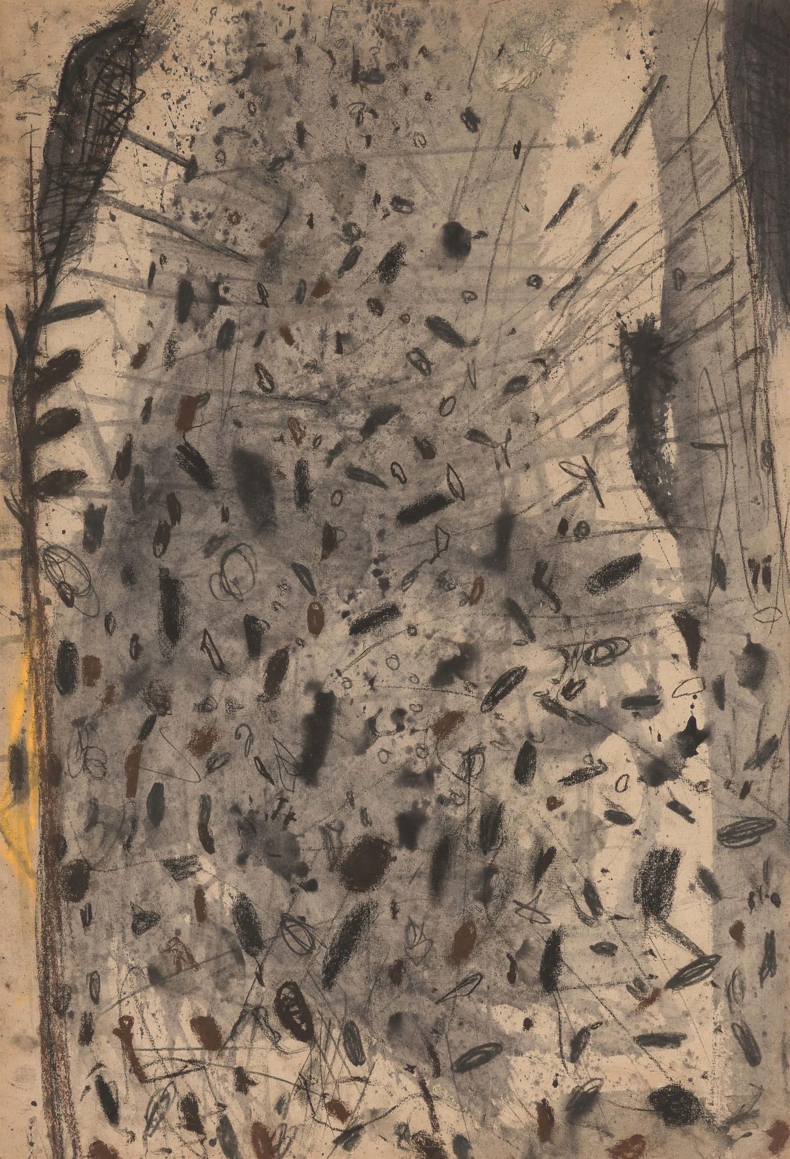 Gunter Damisch: o.T.: Gunter Damisch o.T. 1989 Mischtechnik auf Papier; gerahmt 97 x 67 cm Signiert und datiert mittig unten: G. Damisch, 89/5 Privatsammlung, Wien Gunter Damisch Untitled 1989 mixed media on paper; framed