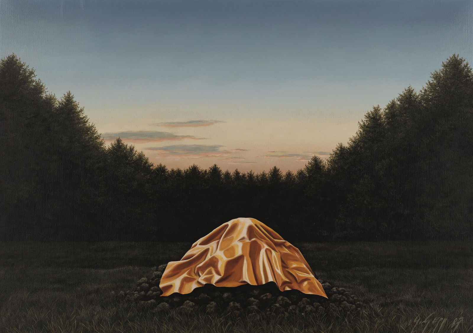 Gerhard Gepp: Bedeckte Erde: Gerhard Gepp Bedeckte Erde 1987 Öl auf Leinwand; gerahmt 50 x 70 cm Signiert und datiert rechts unten: G. Gepp, 1987 Rückseitig auf Keilrahmen bezeichnet: Bedeckte Erde Privatbesitz, Wien 