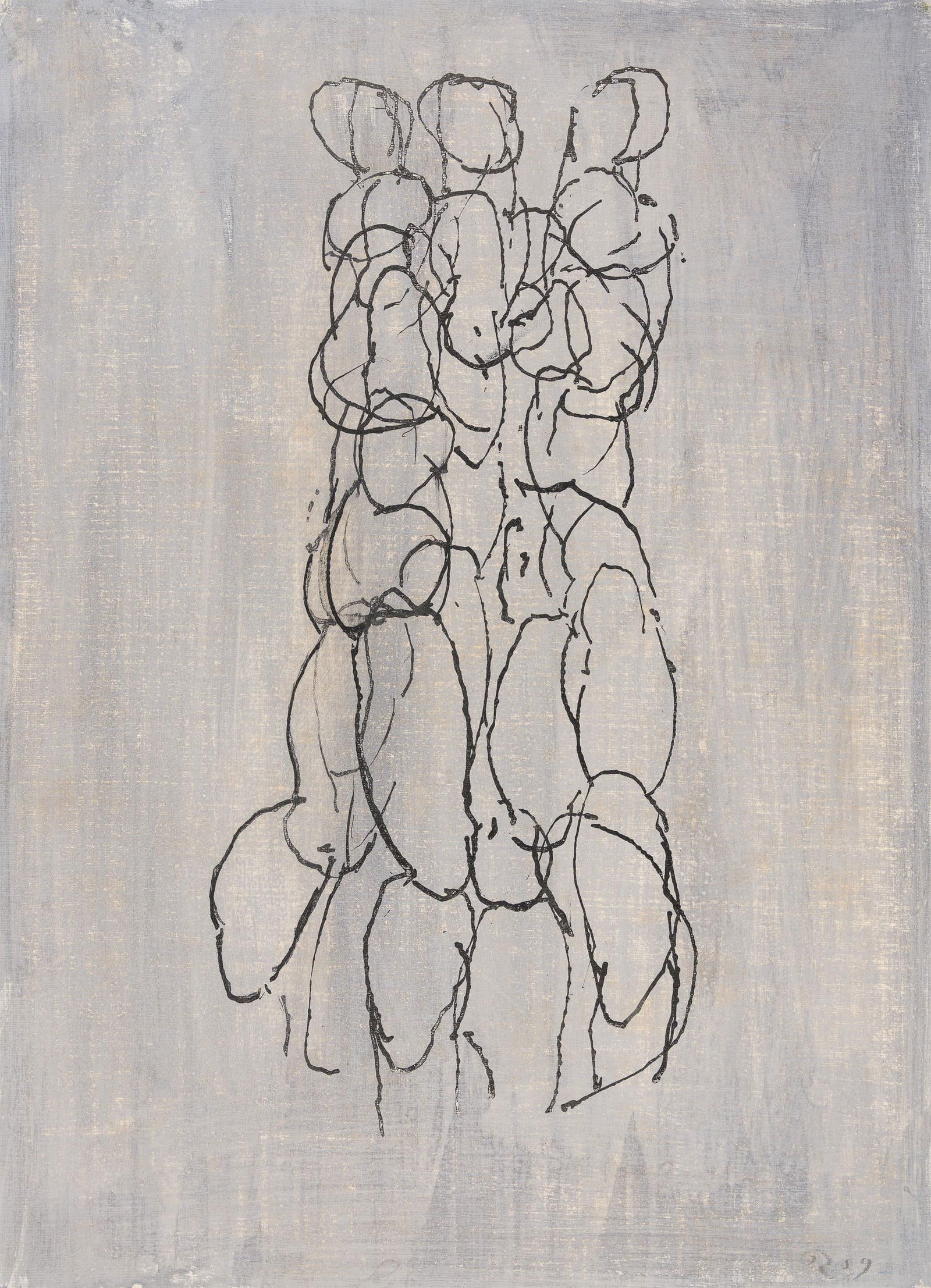 Roland Goeschl: o.T.: Roland Goeschl o.T. 1959 Mischtechnik auf Karton; ungerahmt 33 x 24 cm Monogrammiert und datiert rechts unten: GR, 59 österreichische Privatsammlung Roland Goeschl Untitled 1959 mixed media on ca