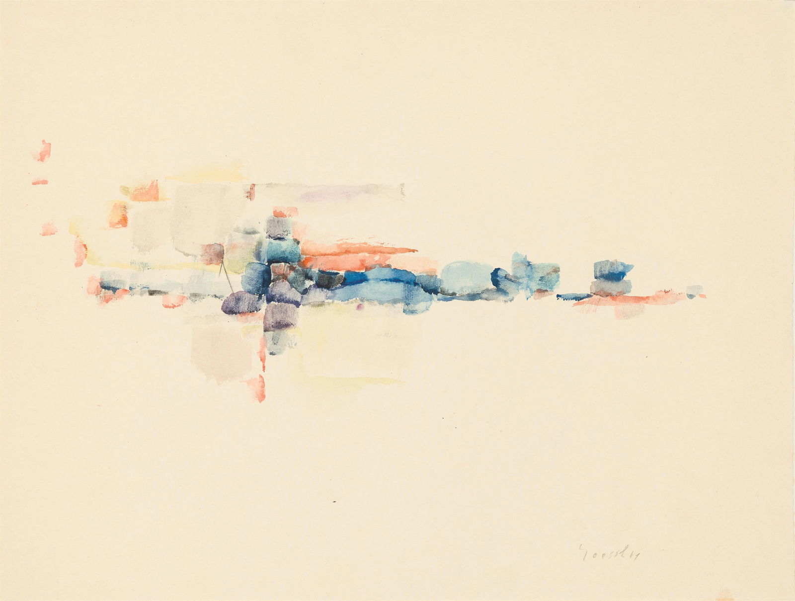 Rudolf Goessl: o.T.: Rudolf Goessl o.T. 1961 Aquarell auf Papier; ungerahmt 30 x 40 cm Signiert und datiert rechts unten: Goessl, 61 österreichische Privatsammlung Rudolf Goessl Untitled 1961 watercolour on paper; un