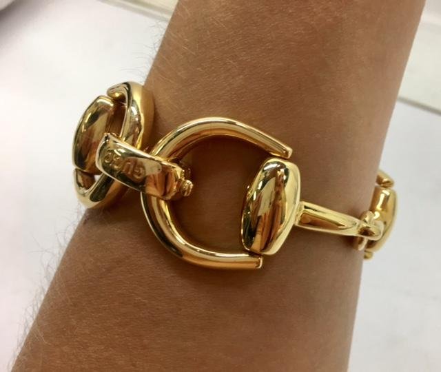 GUCCI 18k Yellow Gold Horsebit Link Bracelet Size 18 (1 of 10)