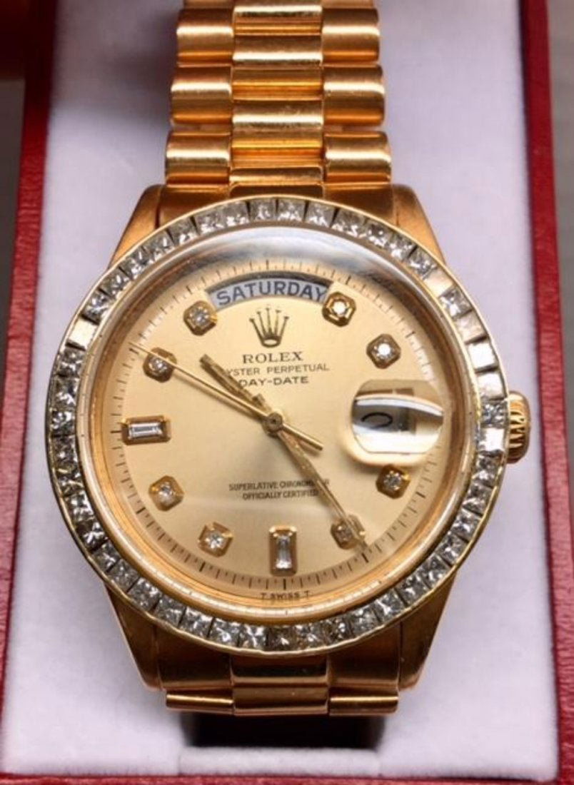 ROLEX OYSTER PERPETUAL DAYDATE 18K Gold Diamond Watch Sep 21, 2019