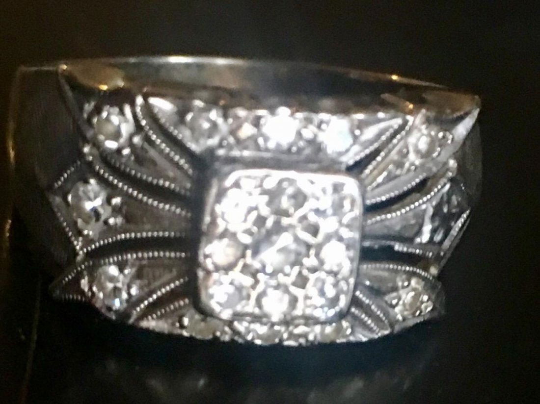 EREV Harold Freeman White 14K Gold Ring 0.5ct Diamonds: Vintage Retro Designer High Quality Diamond Ring. EREV Harold Freeman 14K White Gold Ring with 0.5ct Diamonds. Size 6. Measures 7/8 inch wide. Hallmarked EREV which is the trademark for Harold Freeman