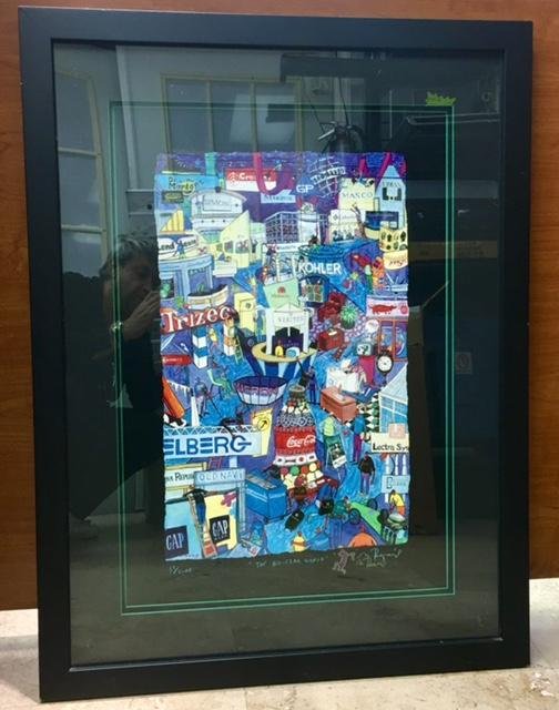 Matt Rinard (American, b.1964) Original Lithograph: Matt Rinard (American, b.1964) Original Limited Edition Lithograph numbered 39/50 lower left, signed by the artist lower right, titled "The Biz-Czar World". Measures 37" x 28" framed. In house shippin