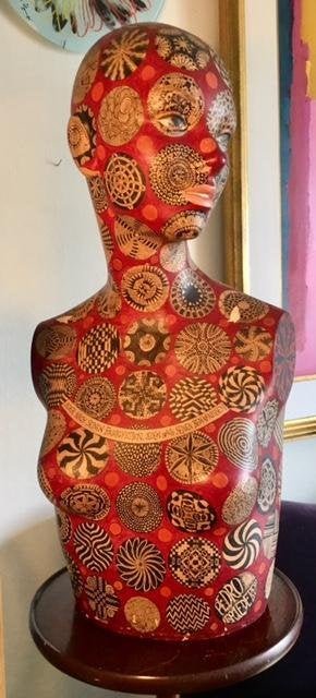 Pedro Friedeberg (Mexican, b.1936) Large Sculpture Nude: Pedro Friedeberg (Mexican, b.1936) Large Hand painted mannequin Sculpture of Nude Woman. Measures 24" tall. Signed by the artist on the figure's lower right side. There is a Christie's label on the bo