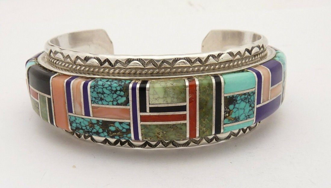 Wes Craig Sterling Silver Multi Gemstone Cuff Bracelet (1 of 6)