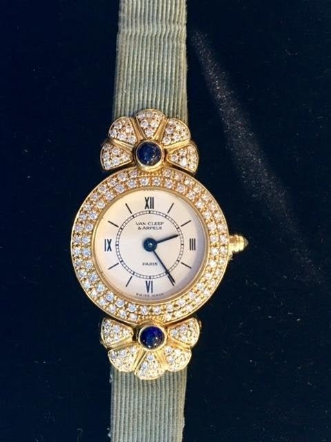 Van Cleef & Arpels 18K Gold Diamond Sapphire Watch (1 of 15)