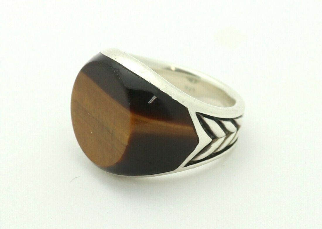 DAVID YURMAN Sterling Silver Round Tiger Eye Ring (1 of 12)
