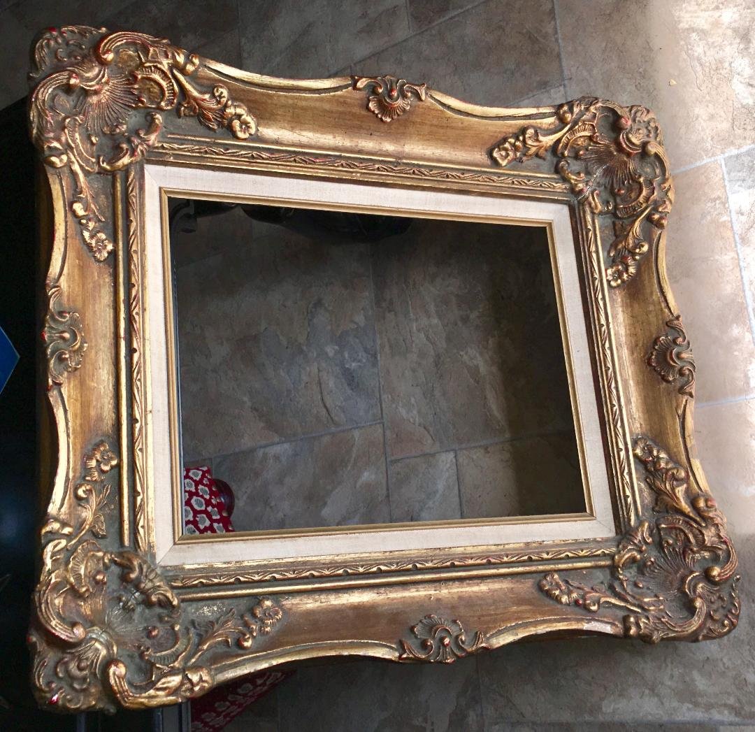 Antique Wood Frame for Oil Painting: Beautiful Antique Wood ,heavy Frame for Oil Painting . Measures 25" x 21" x 3" inside opening 16.25" x 12.25" inches. without one removeable insert which was added later picture opening is 14" by 18"