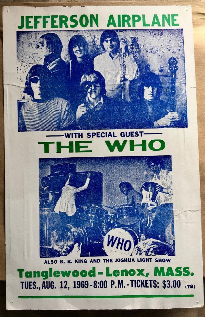 Vintage 1969 Jefferson Airplane The Who Concert Poster (1 of 4)