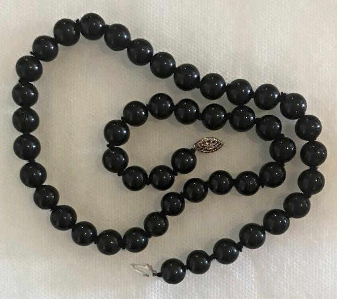 Vintage Onyx 925 Sterling Silver Clasp Necklace (1 of 7)