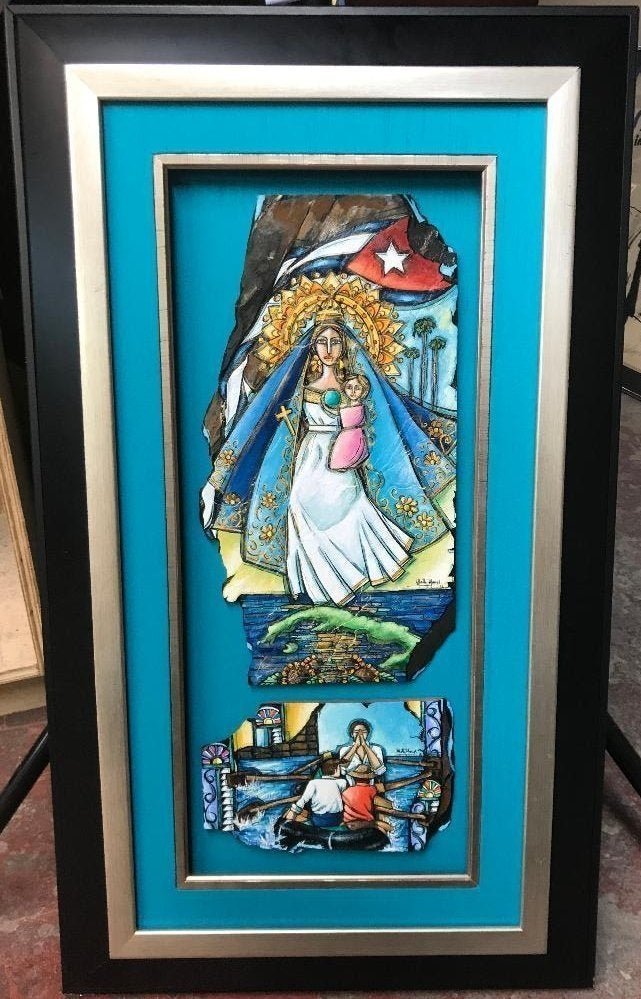 Matty Marcos Cuban Painting Mixed Media Composition: Matty Marcos Cuban Painting Mixed Media Composition Measures 32" x 18.5". Comes with certificate of authenticity.