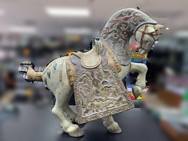 RARE Lladro Large 29" Sculpture Oriental Horse Statue: Large gorgeous porcelain limited edition 207/300 Lladro figure, "Oriental Horse", sculpted by Salvador Furio (Spanish, 20th c), modeled in mid step and clad in elaborate costume, issued in 1971 and re