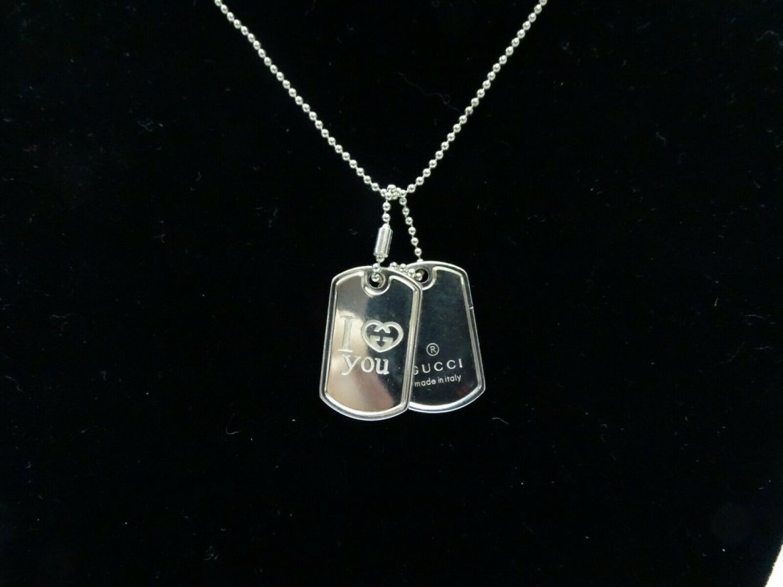 Gucci I Love You Double Tag Necklace Sterling Silver (1 of 8)